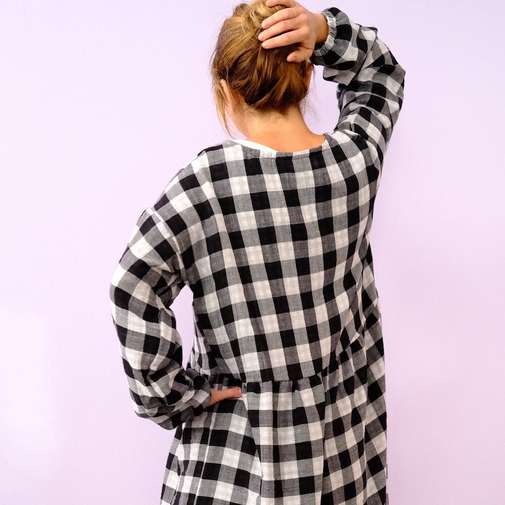 Oversize Kleid Langarm "Musselin Karo" Bekleidung & Accessoires Matsch mit Sahne