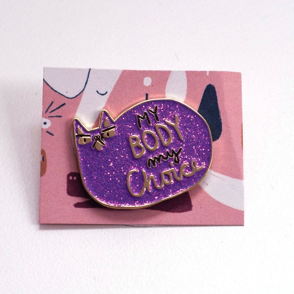 Pin "My Body My Choice" Slinga Illustration glitzer lila 