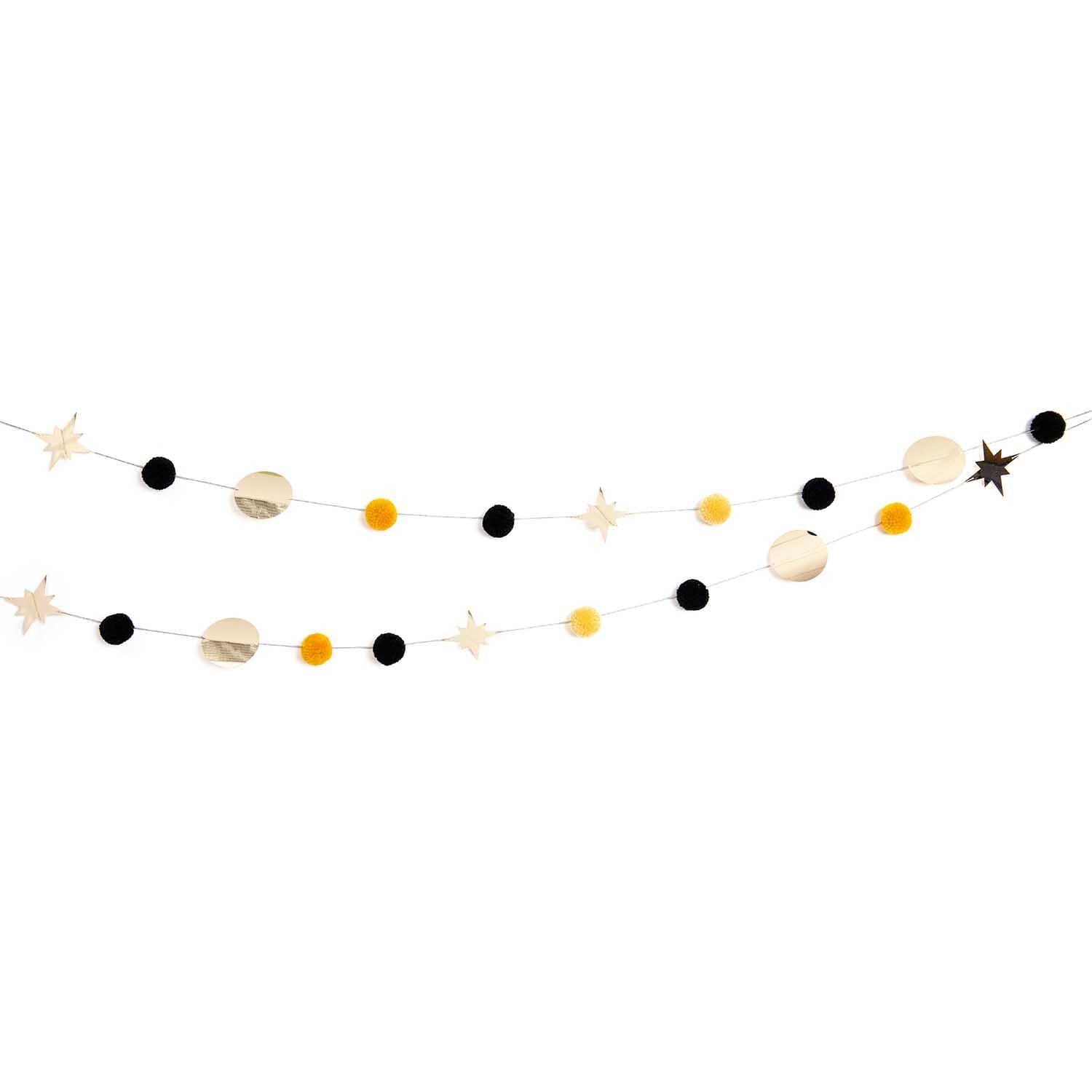 Pompom Girlande "gold schwarz" Girlande Rico Design
