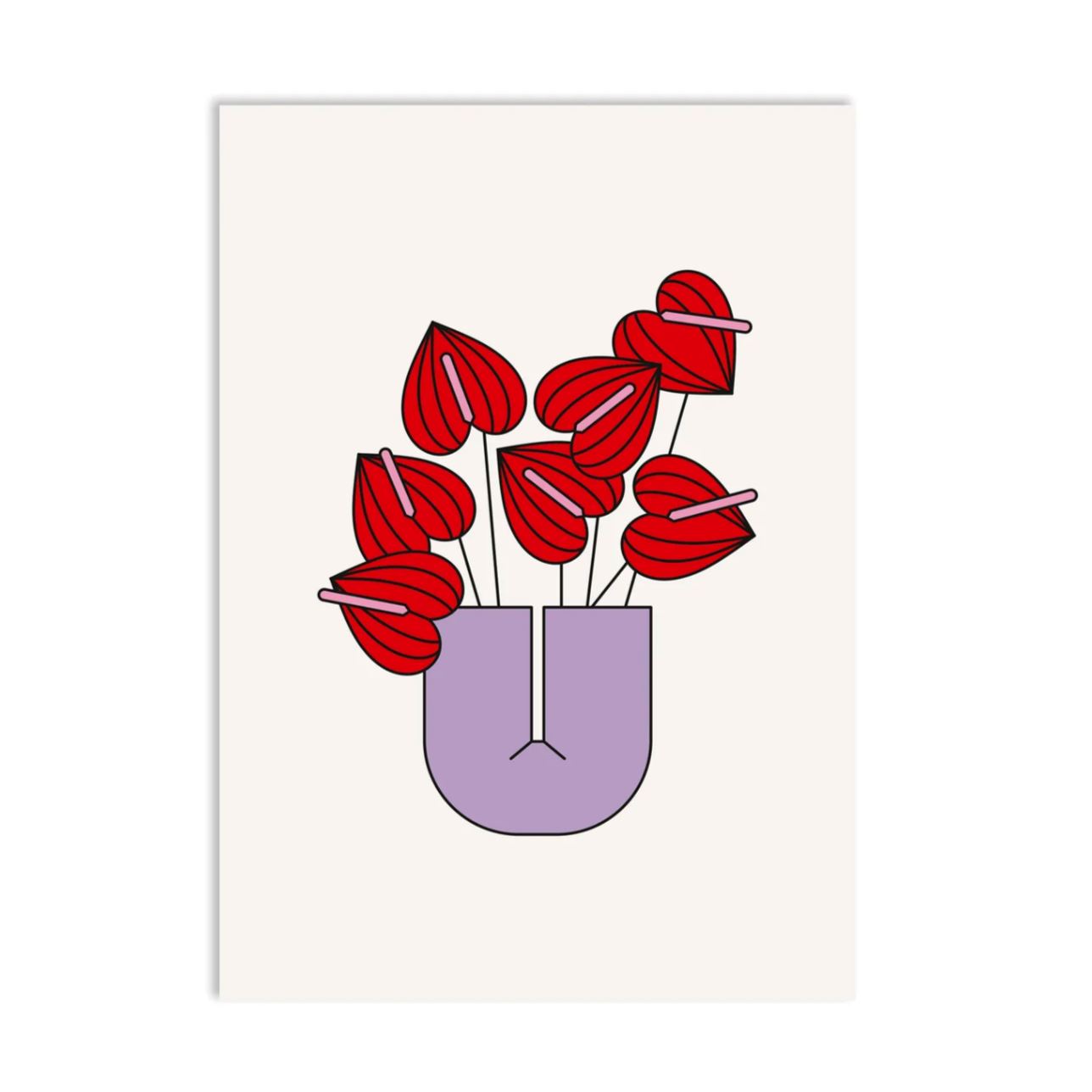 Postkarte "Flamingo Flowers" Postkarte Red Fries