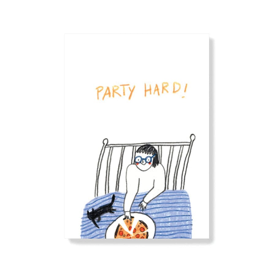Postkarte "Party Hard" Postkarte Slinga Illustration