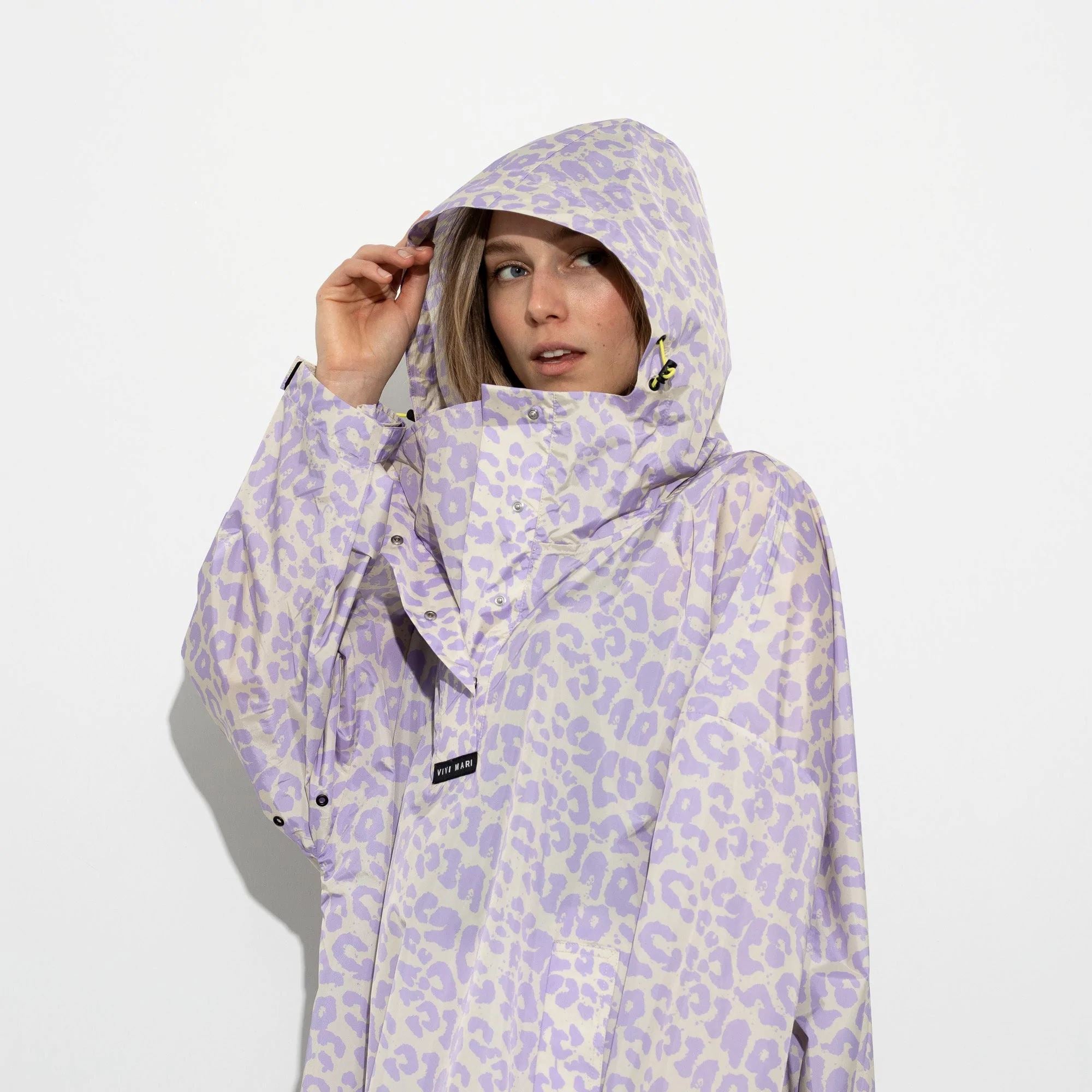 Regencape Poncho Bekleidung & Accessoires Vivi Mari leo splashes flieder/grau 