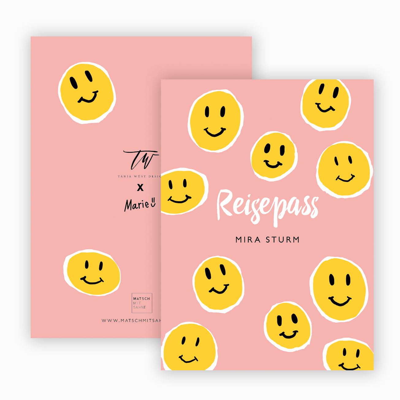 Reisepasshülle (personalisierbar) ALT Reisepass Matsch mit Sahne Smiley x Marie (LIMITED)