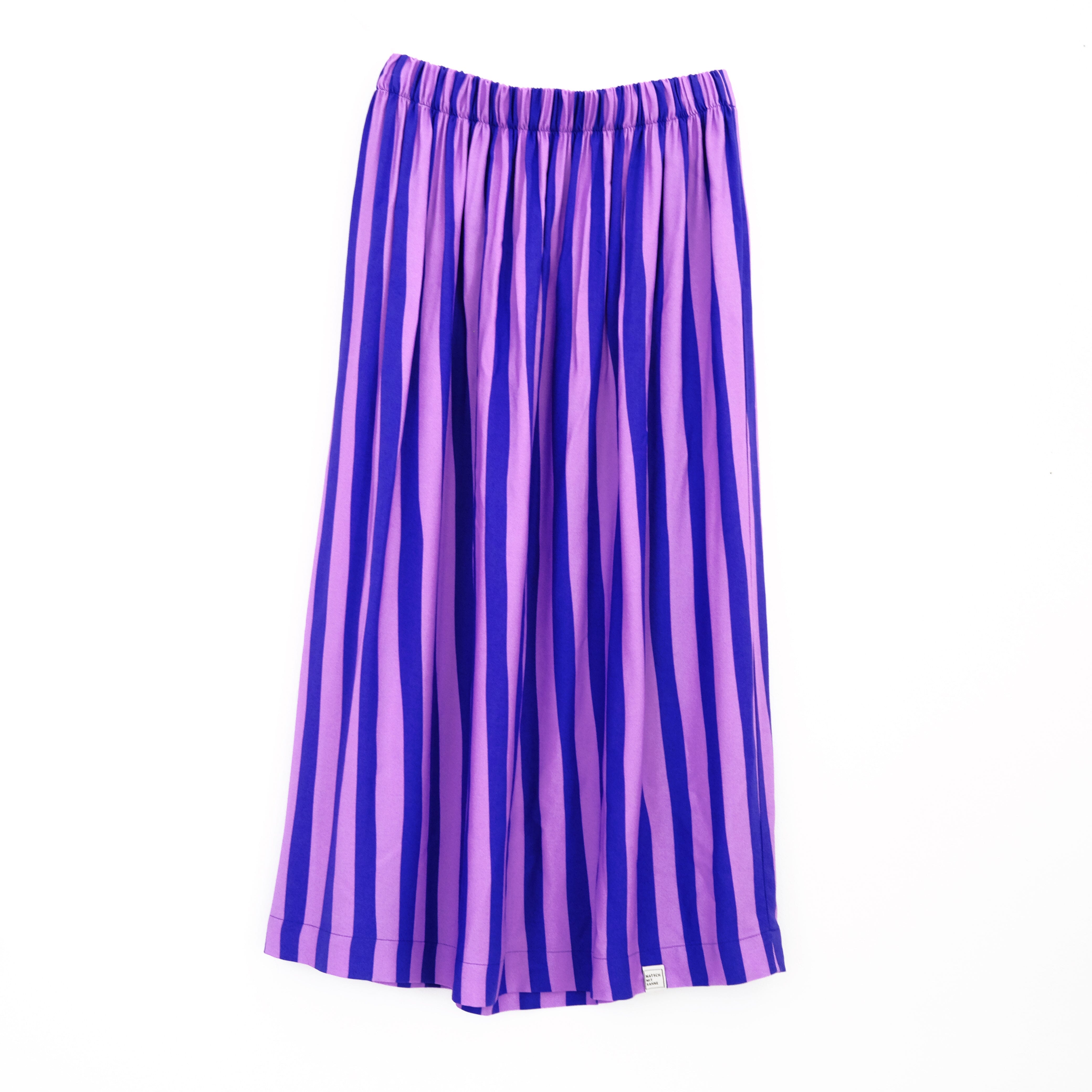 Rock Midi+ "Viskose" Rock Matsch mit Sahne 36/38 (S/M) Stripes Lapislazuli/Lavendel