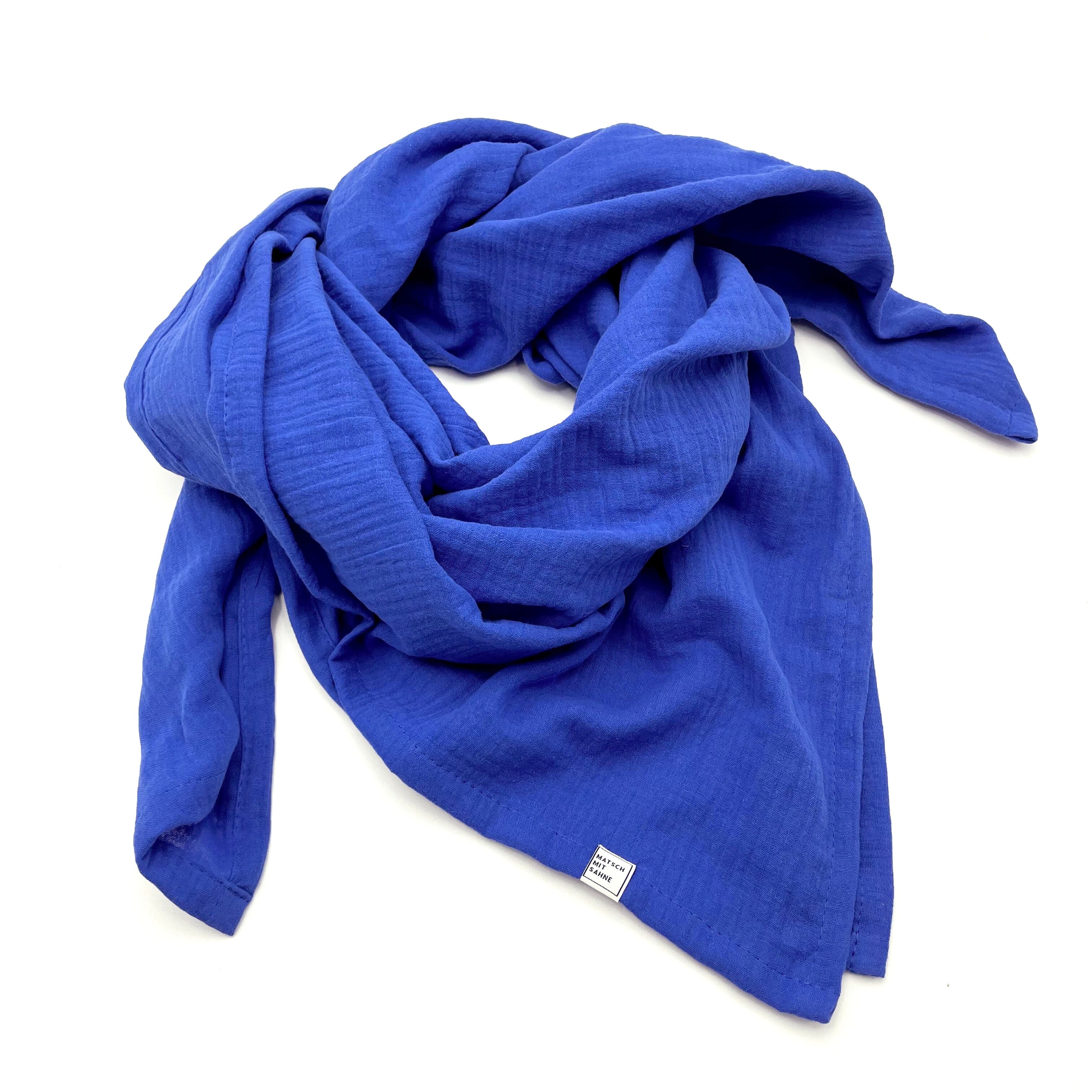 Schal Midi (110 x 110cm) Schal Midi Matsch mit Sahne Lapislazuli