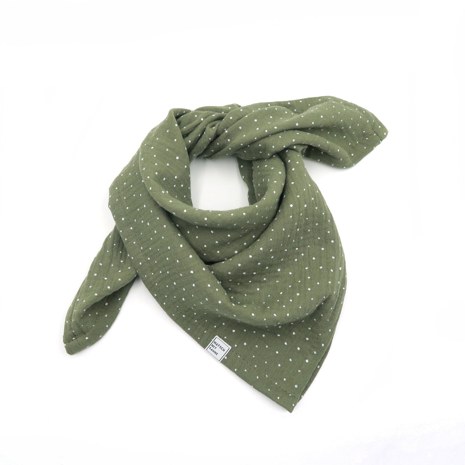 Schal Mini (65 x 65 cm) Schal Mini Matsch mit Sahne Olive getupft