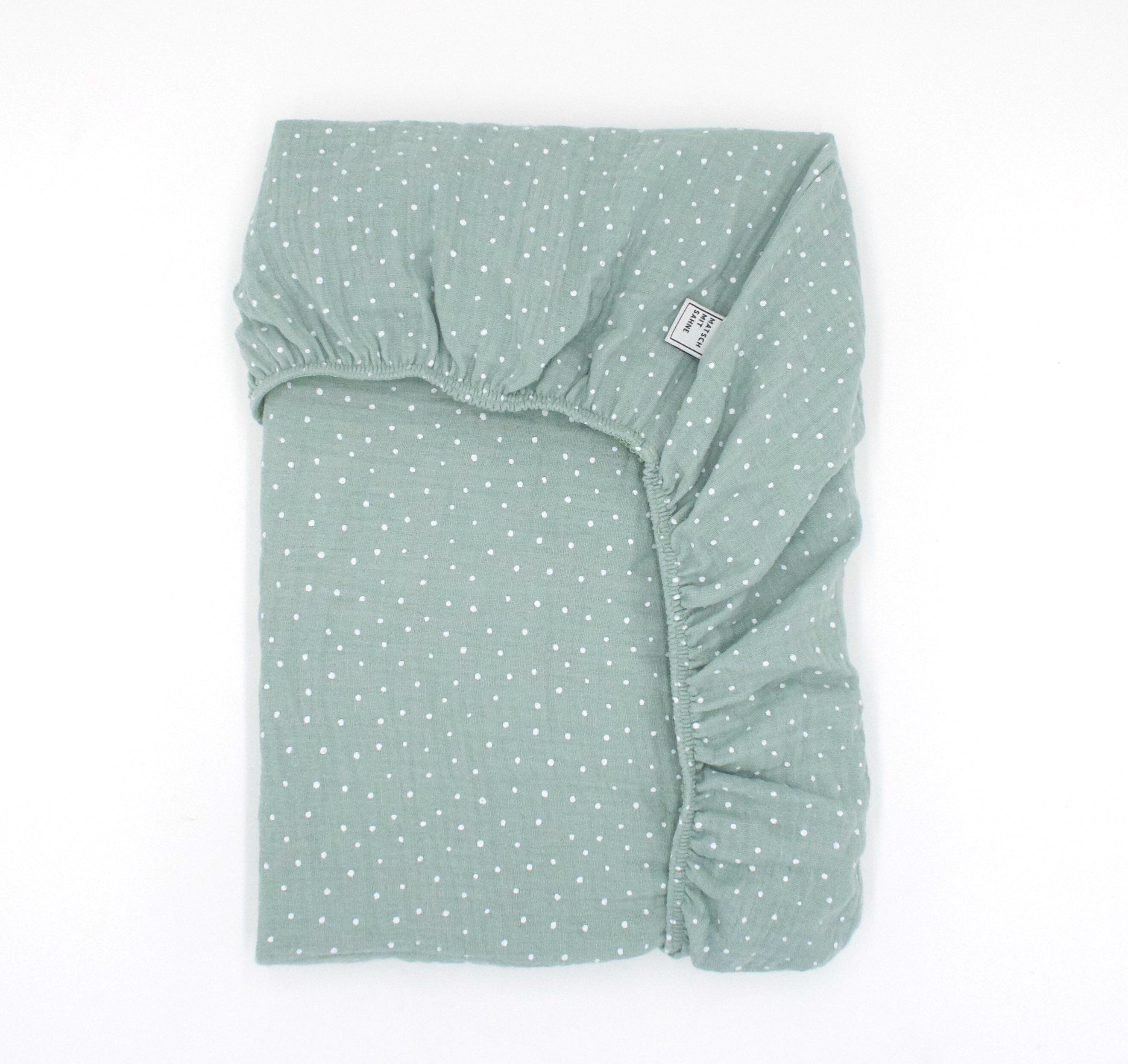 Spannbettlaken Midi (70 x 140 cm) Bettlaken Matsch mit Sahne Mint getupft