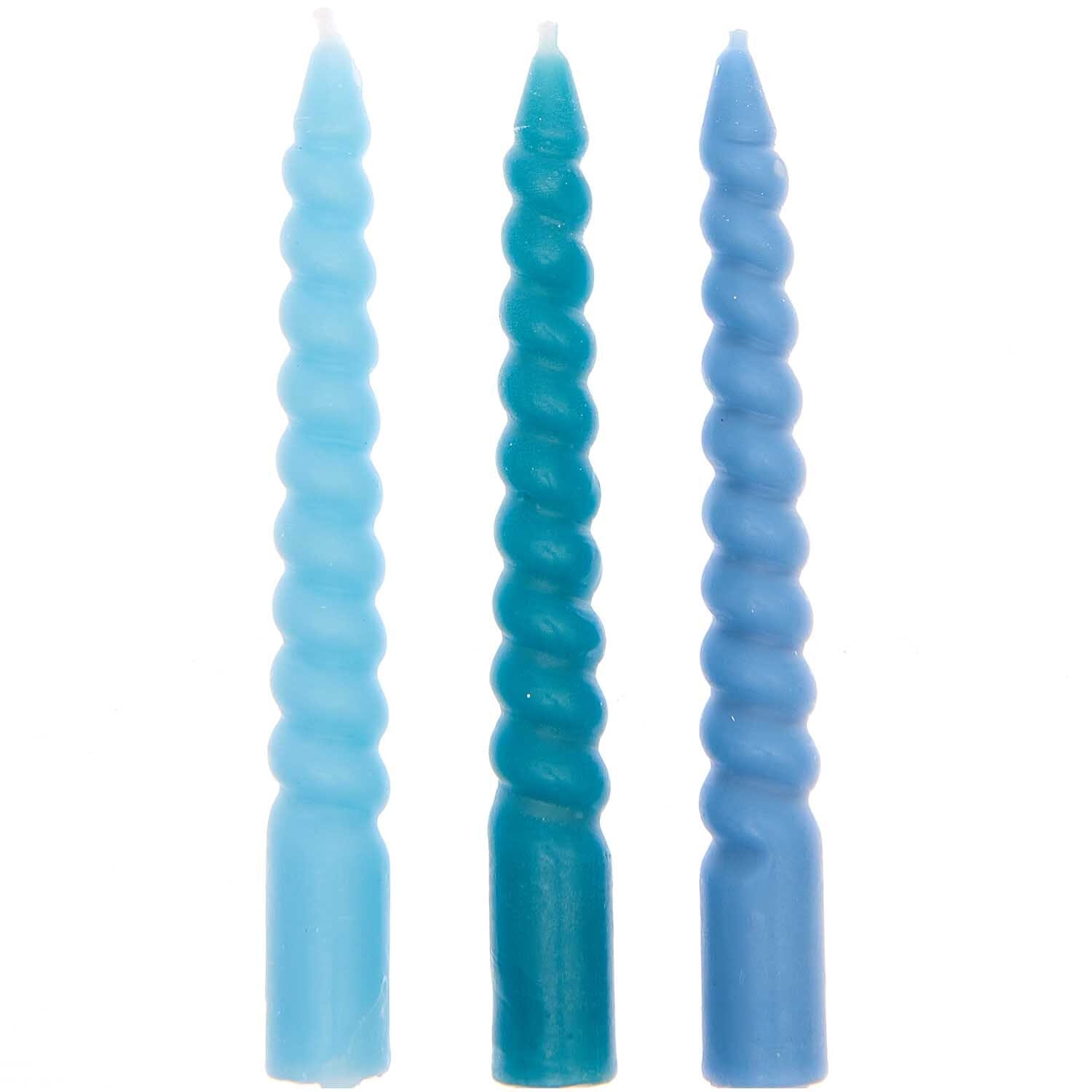 Spiralkerzen Set mini Kerze Rico Design Blau