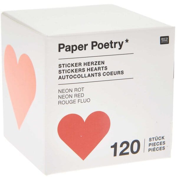 Sticker Herzen "neonrot" Rico Design
