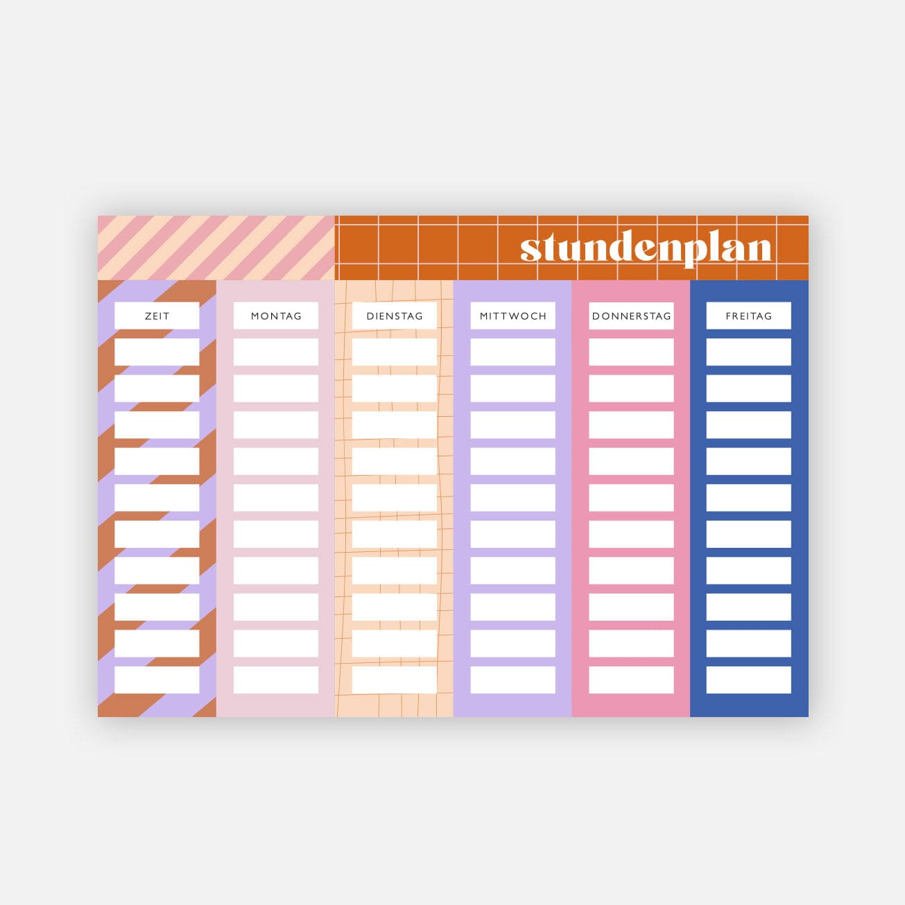 Stundenplan "Colorblocking" Stundenplan Matsch mit Sahne