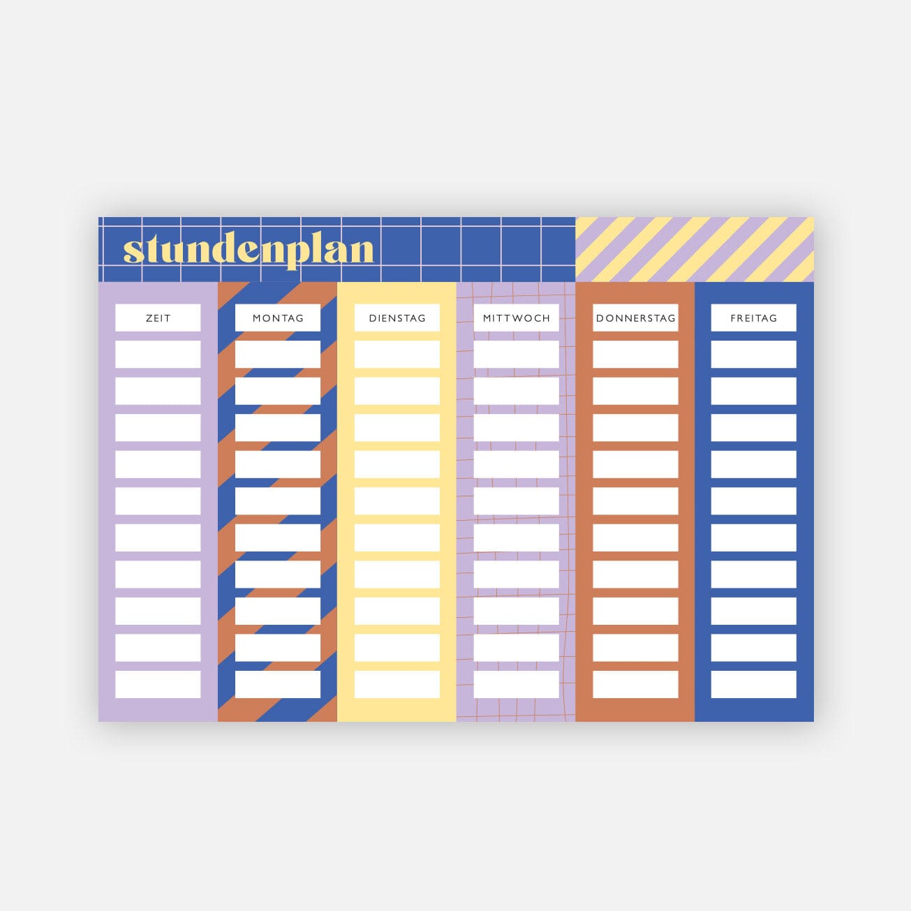 Stundenplan "Colorblocking" Stundenplan Matsch mit Sahne