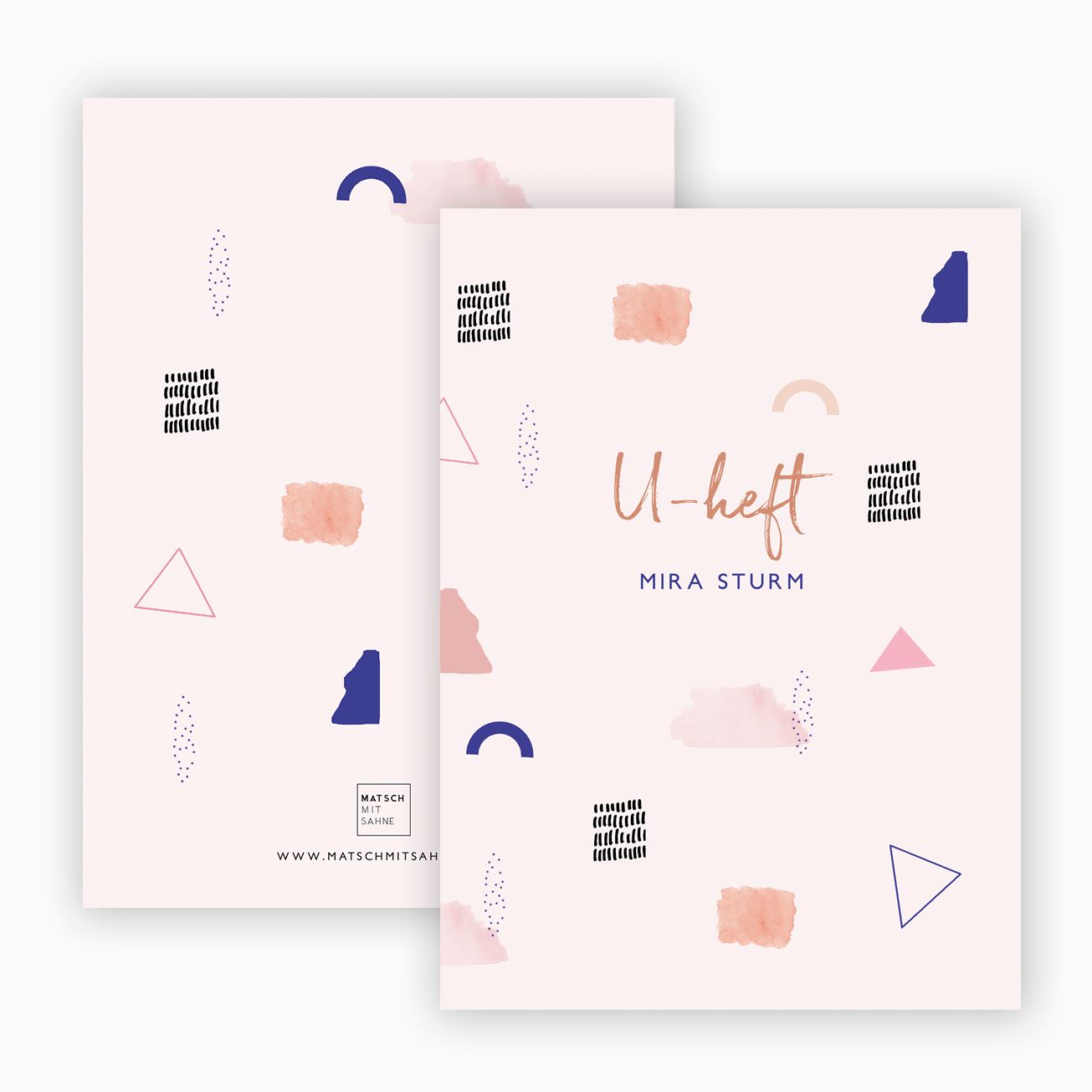 U-Hefthülle (personalisierbar) ALT U-Heft Hülle Matsch mit Sahne Pattern Zartrosa