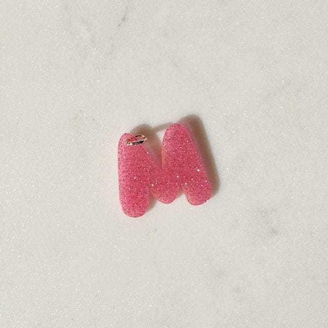Anhänger "Buchstabe M" Schlüsselanhänger LOU LOTO Rosa Glitzer 