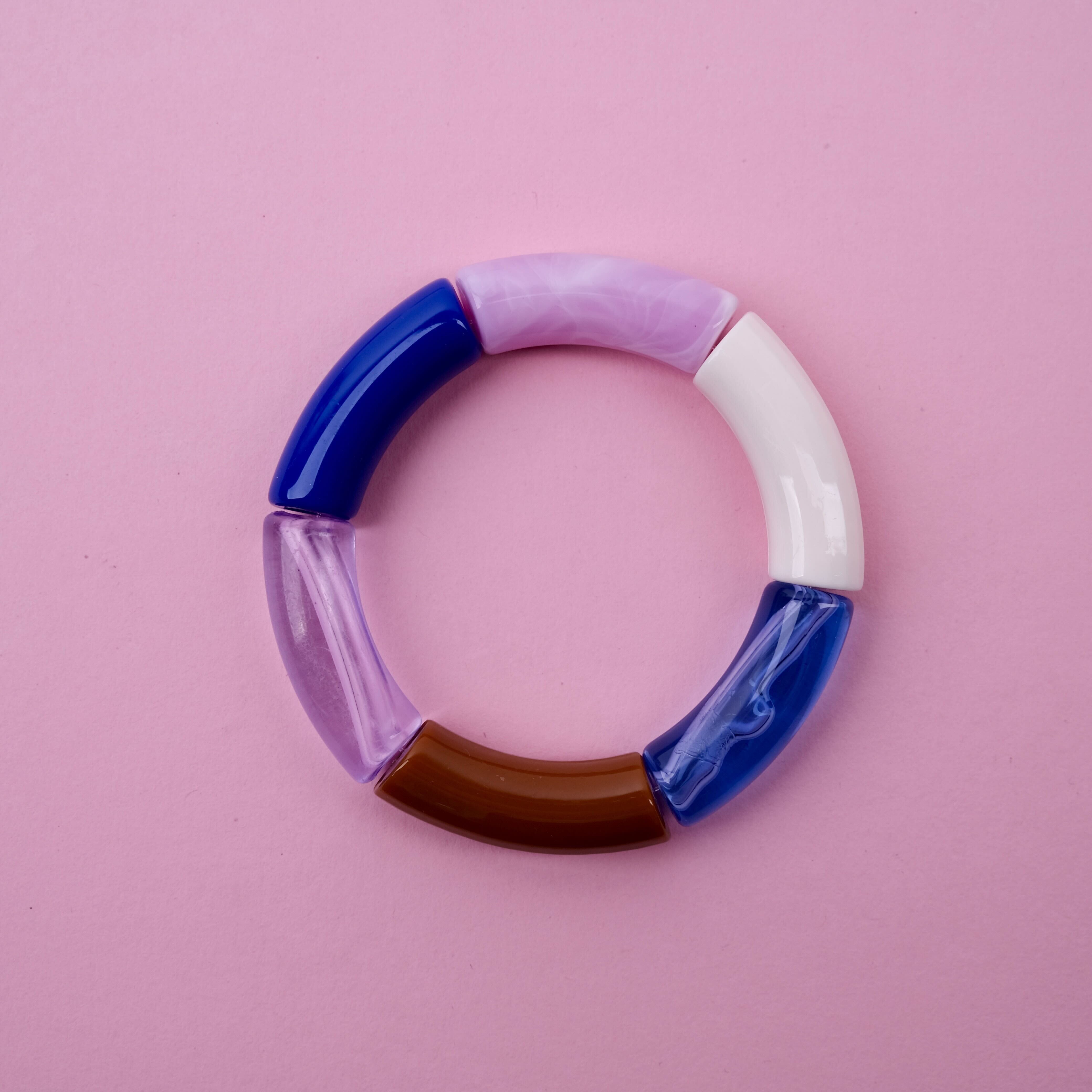 Armreif Regenbogen "Lyse" Armband Bybjor Blau/Rosa/Weiß 