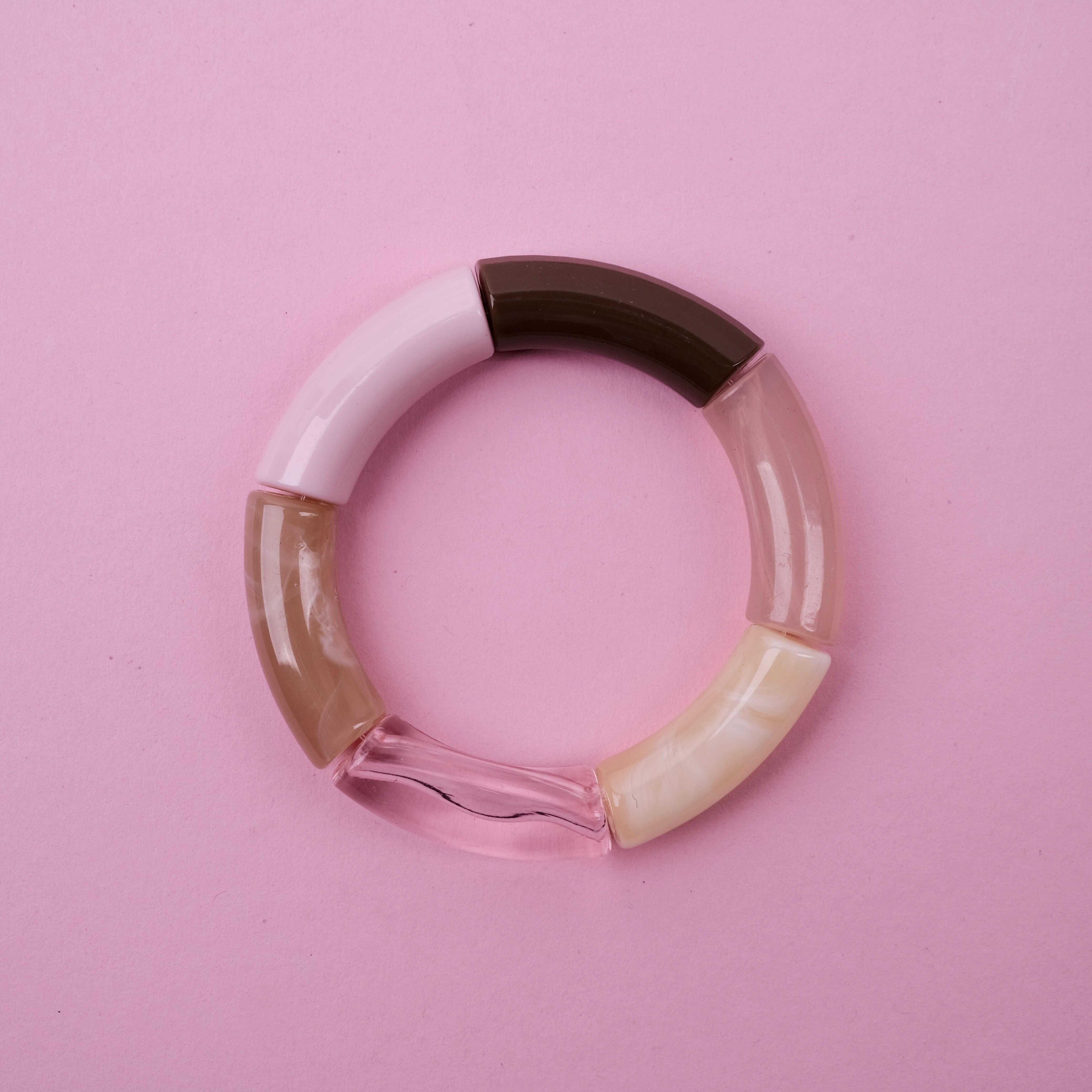 Armreif Regenbogen "Lyse" Armband Bybjor Braun/Rosa/Beige 