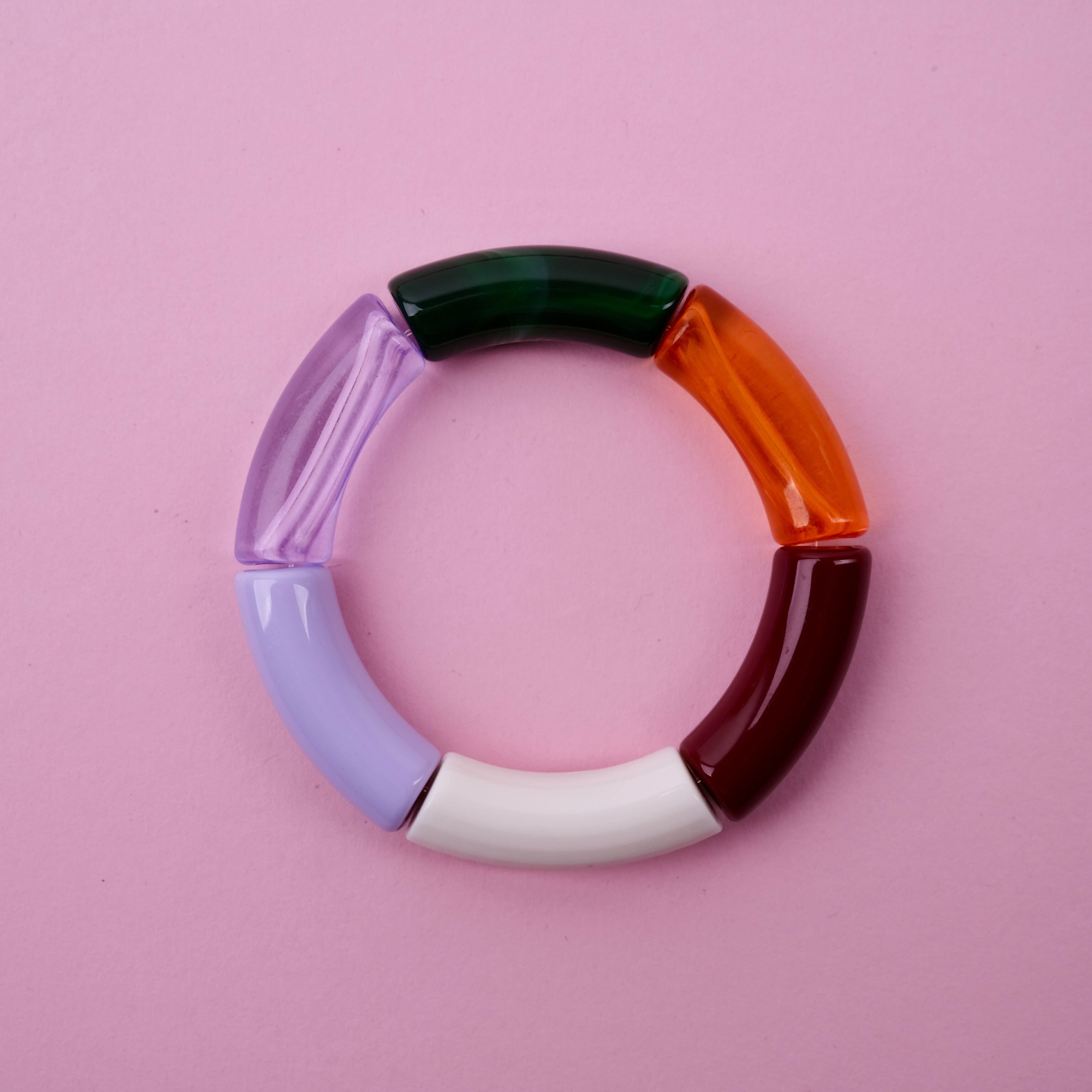 Armreif Regenbogen "Lyse" Armband Bybjor Flieder/Weiß/Weinrot 