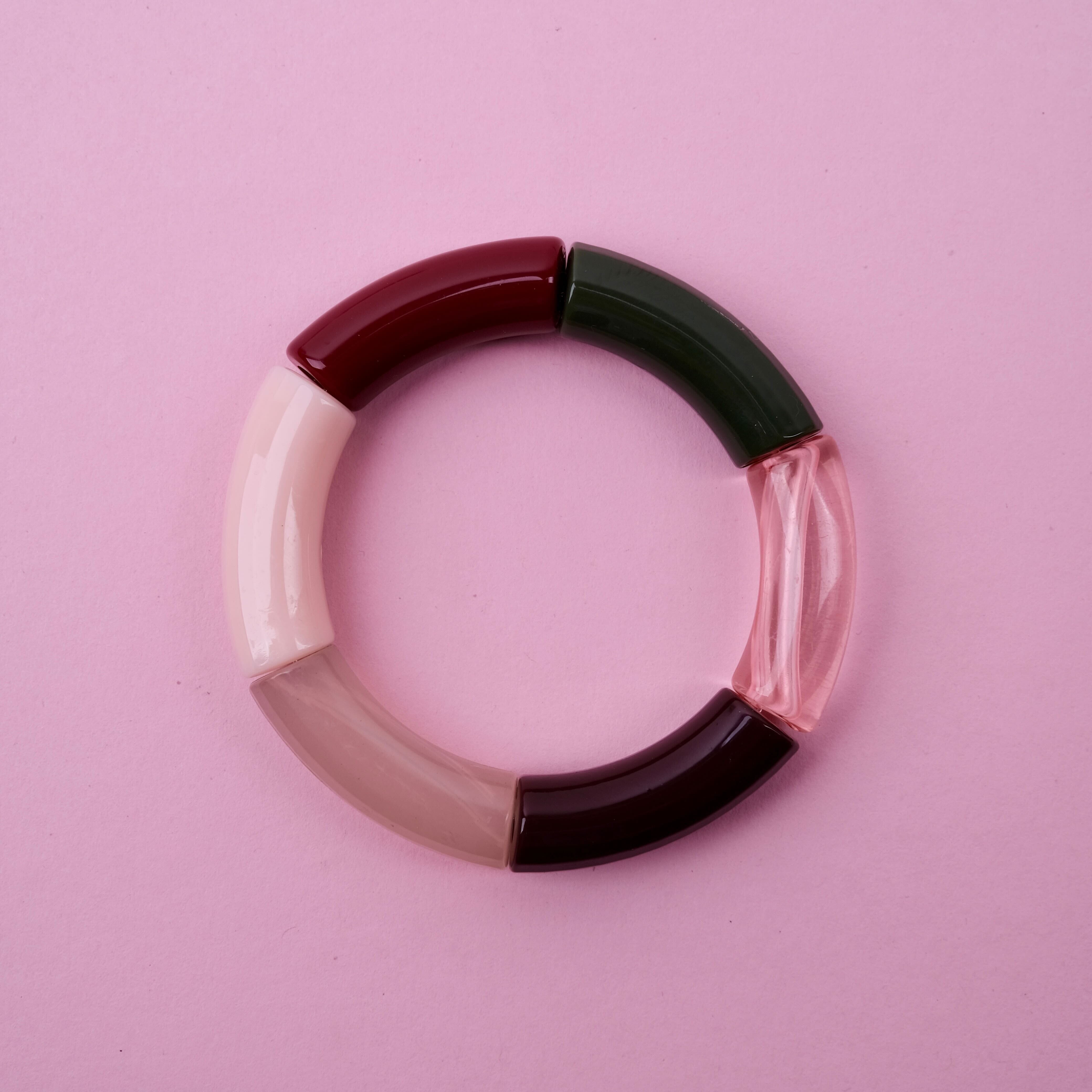 Armreif Regenbogen "Lyse" Armband Bybjor Olive/Weinrot/Rosa 