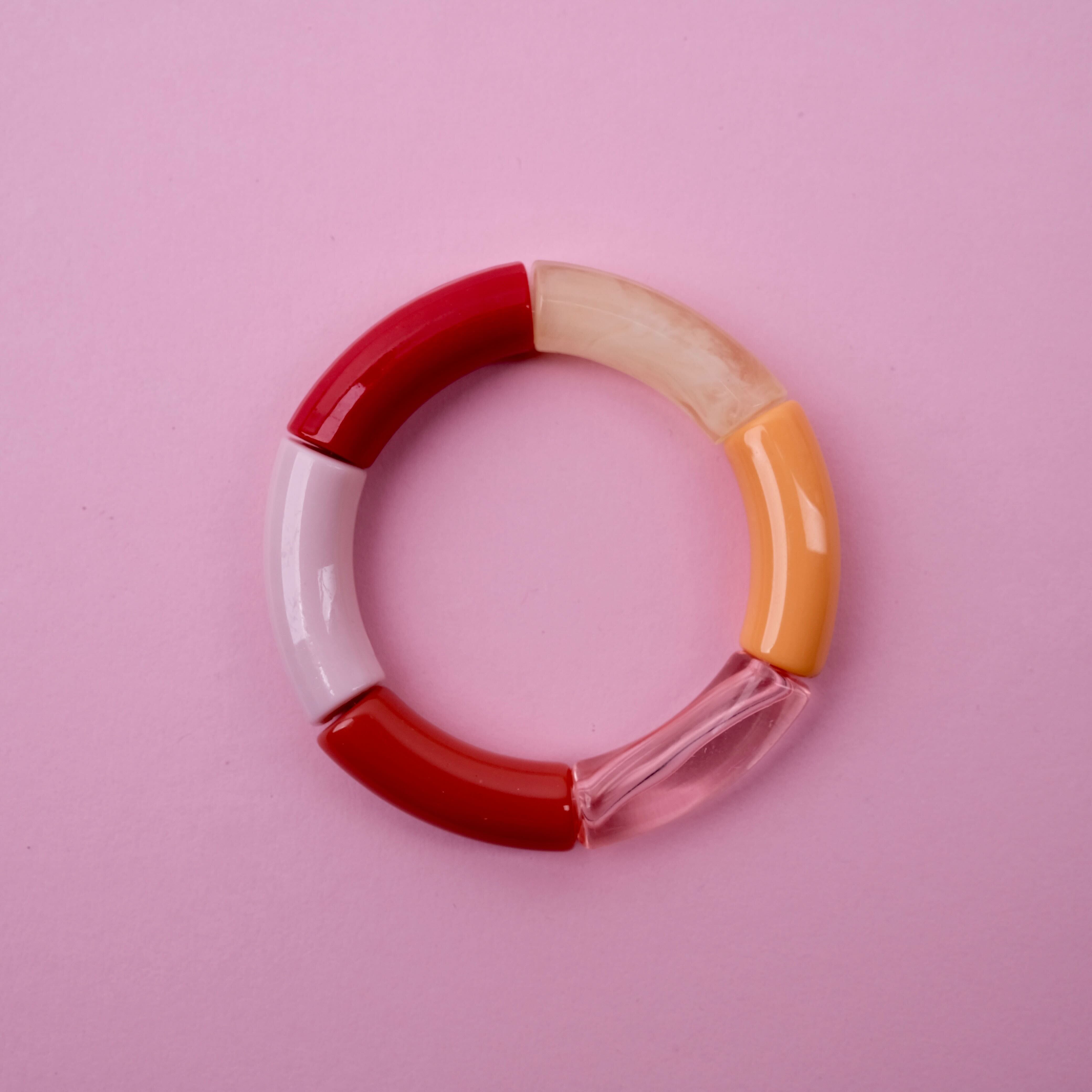 Armreif Regenbogen "Lyse" Armband Bybjor Rosa/Rot/Hummer 