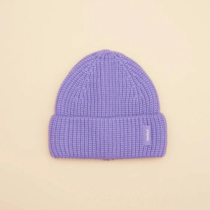 Baby Beanie aus Merinowolle „Uni" Mütze popeia Lila 0-6 Monate 