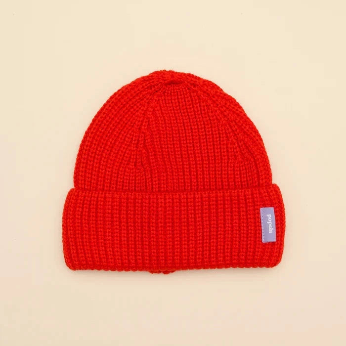 Baby Beanie aus Merinowolle „Uni" Mütze popeia Rot 0-6 Monate 