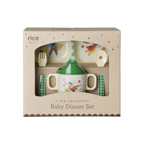 Baby Dinner Set in Giftbox "Hero Print" Rice by Rice Grün 