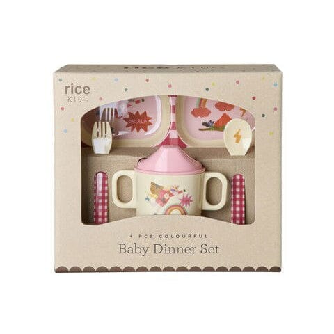 Baby Dinner Set in Giftbox "Hero Print" Rice by Rice Pink 