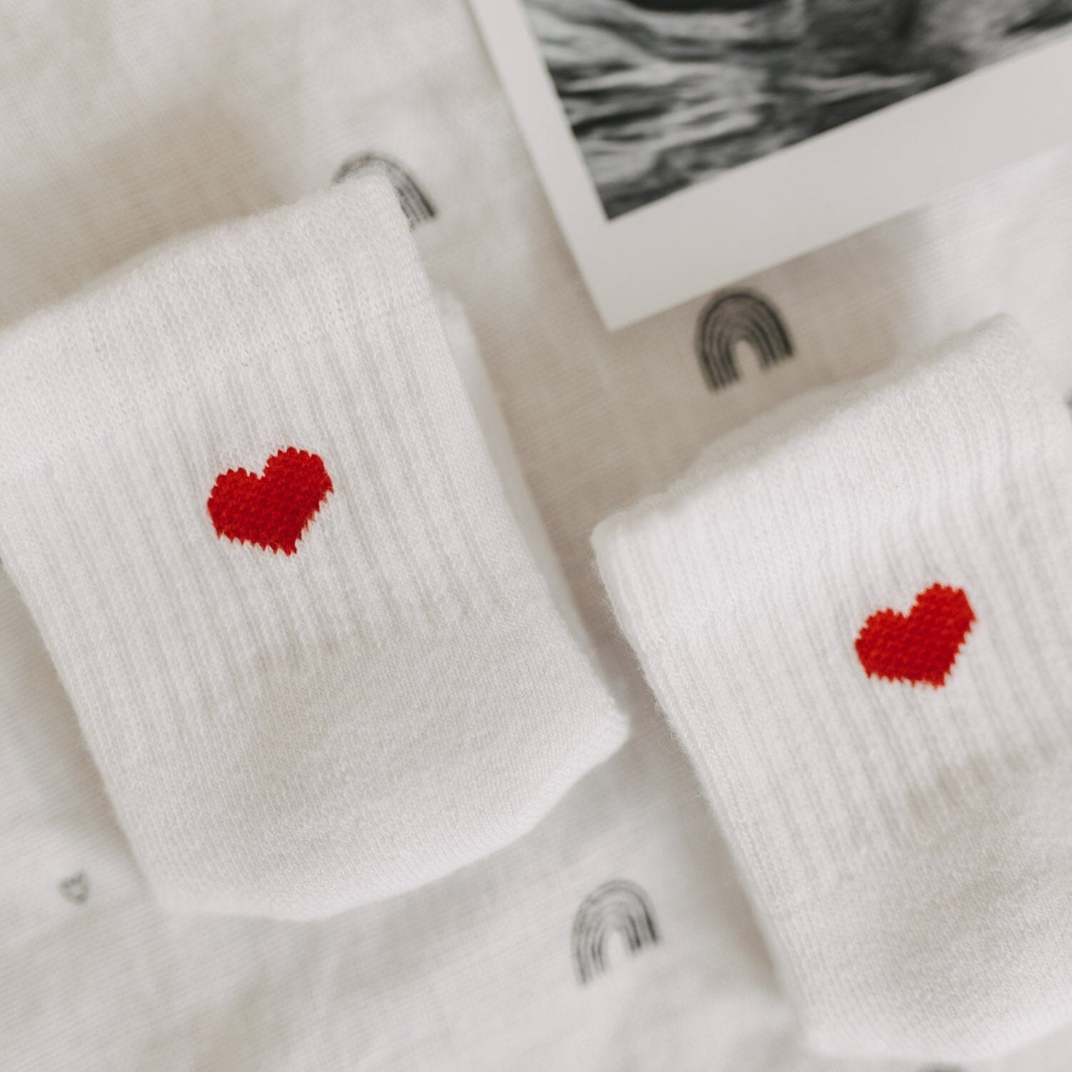 Baby Socken „Herz rot" Socken Eulenschnitt 