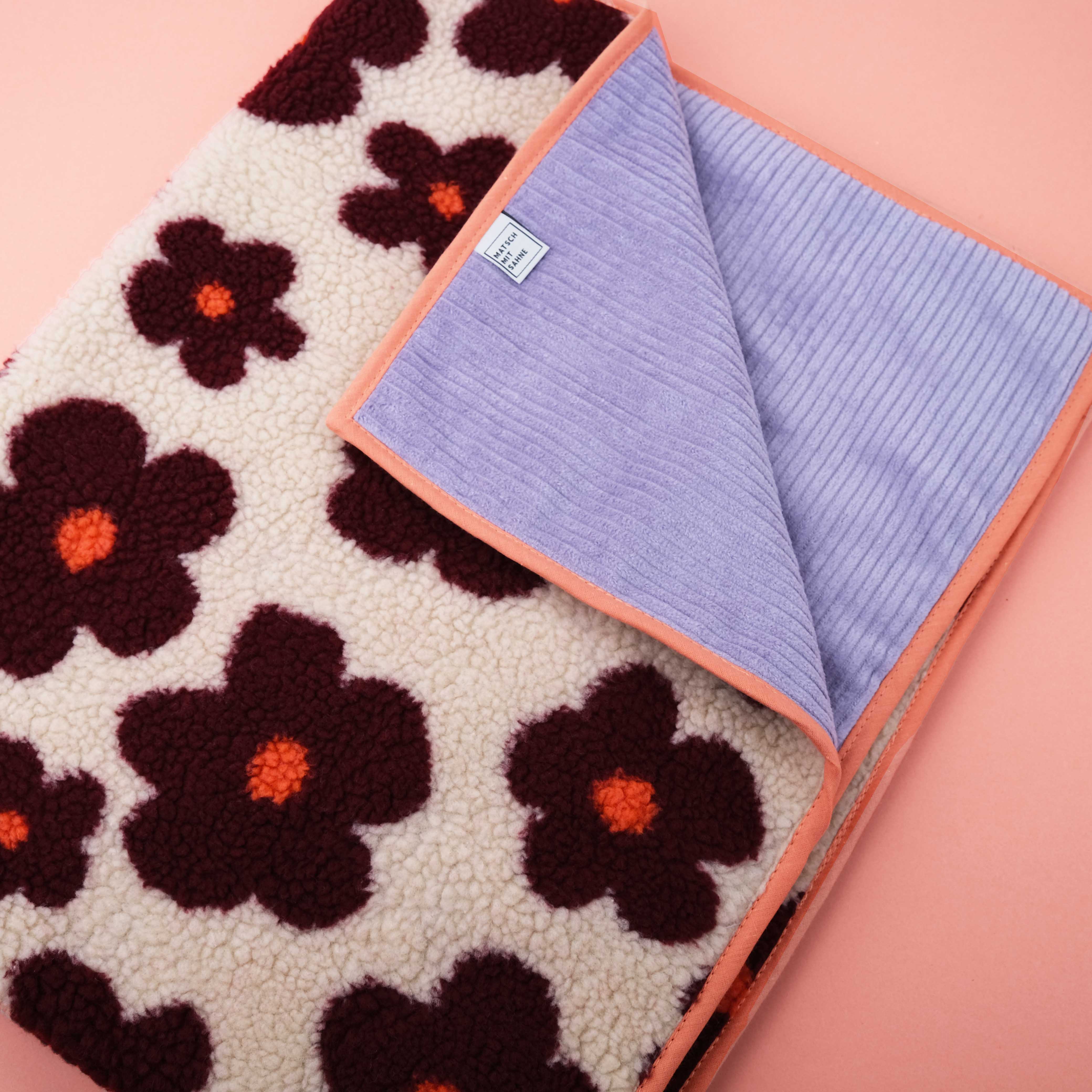 Babydecke Teddy Babydecke Matsch mit Sahne Blume/Lavendel 