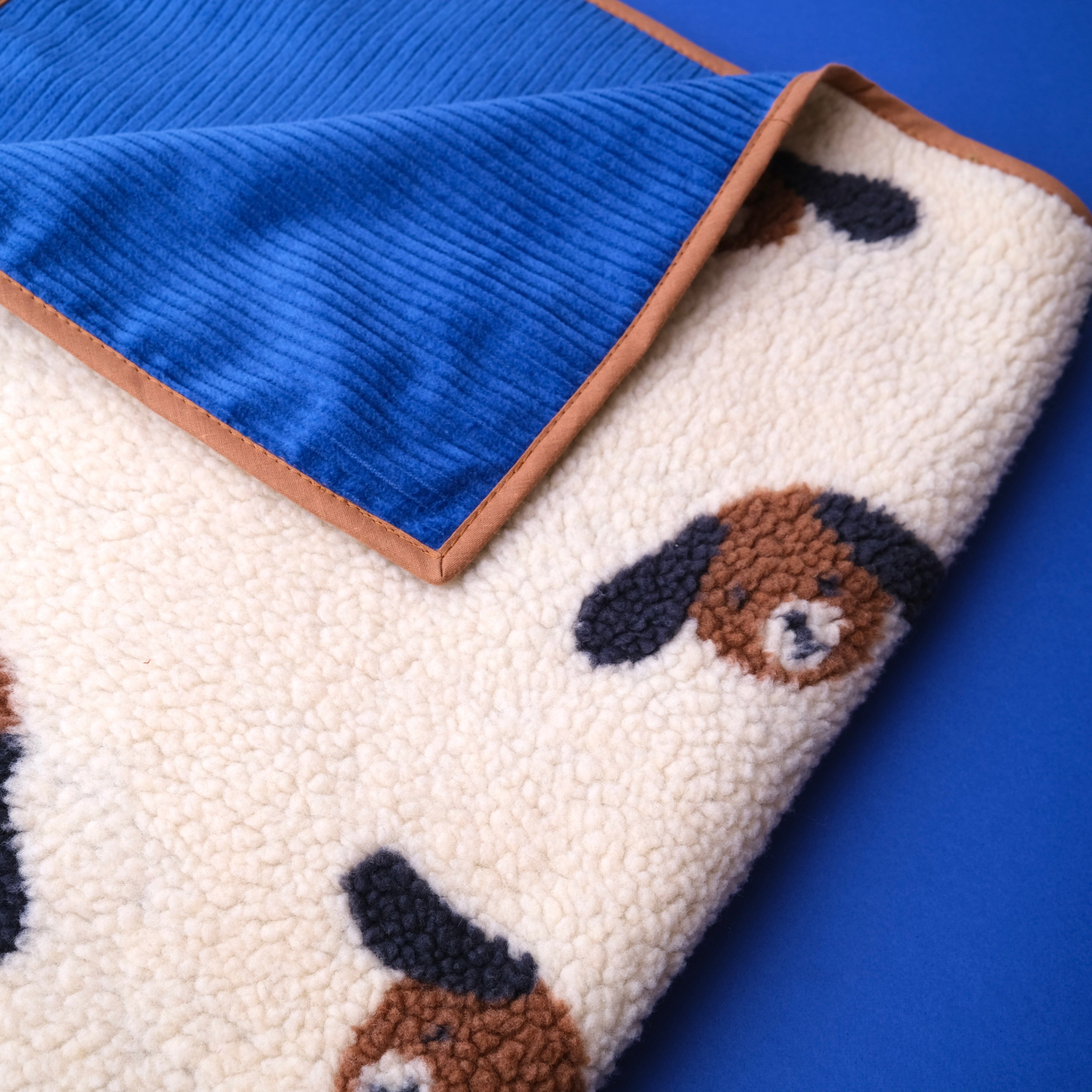 Babydecke Teddy Babydecke Matsch mit Sahne Hund/Lapislazuli 