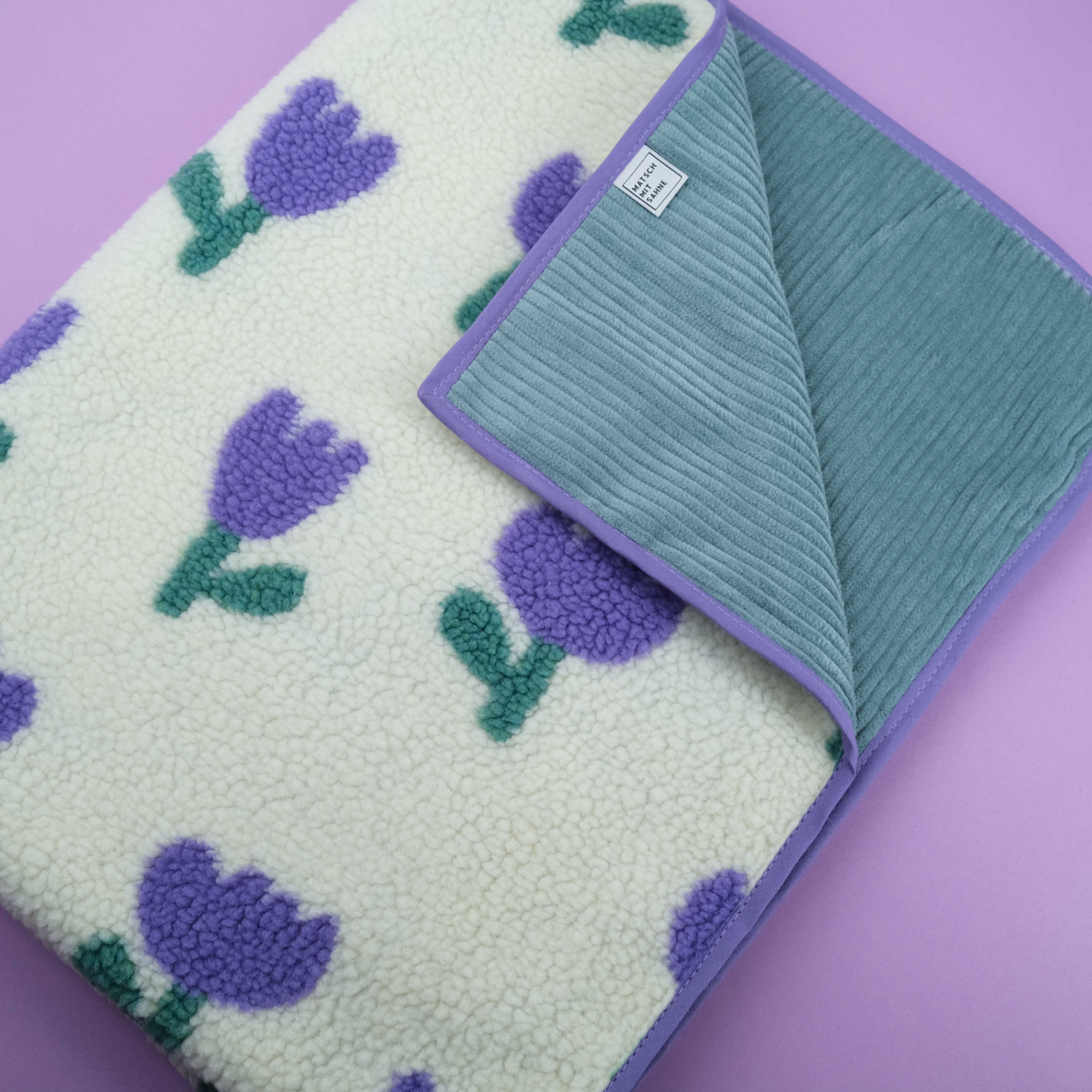 Babydecke Teddy Babydecke Matsch mit Sahne Tulpe/Jade 