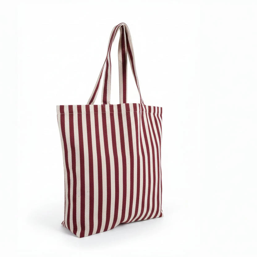 Baumwolltasche "Heringbone Stripe" Tasche Kado Design Burgunderrot 