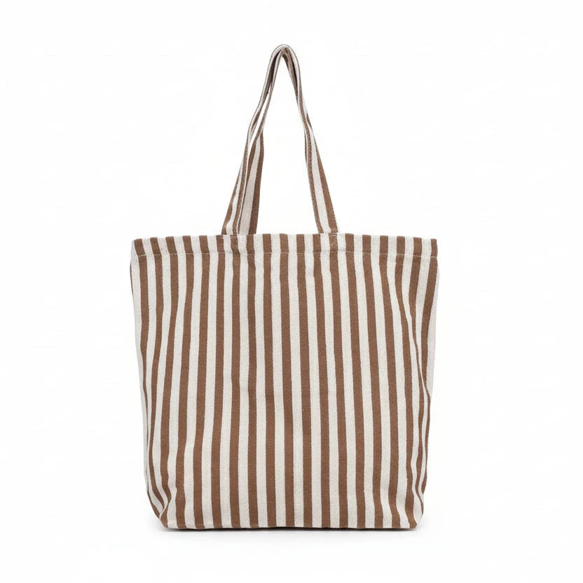 Baumwolltasche "Heringbone Stripe" Tasche Kado Design Dunkelbraun 