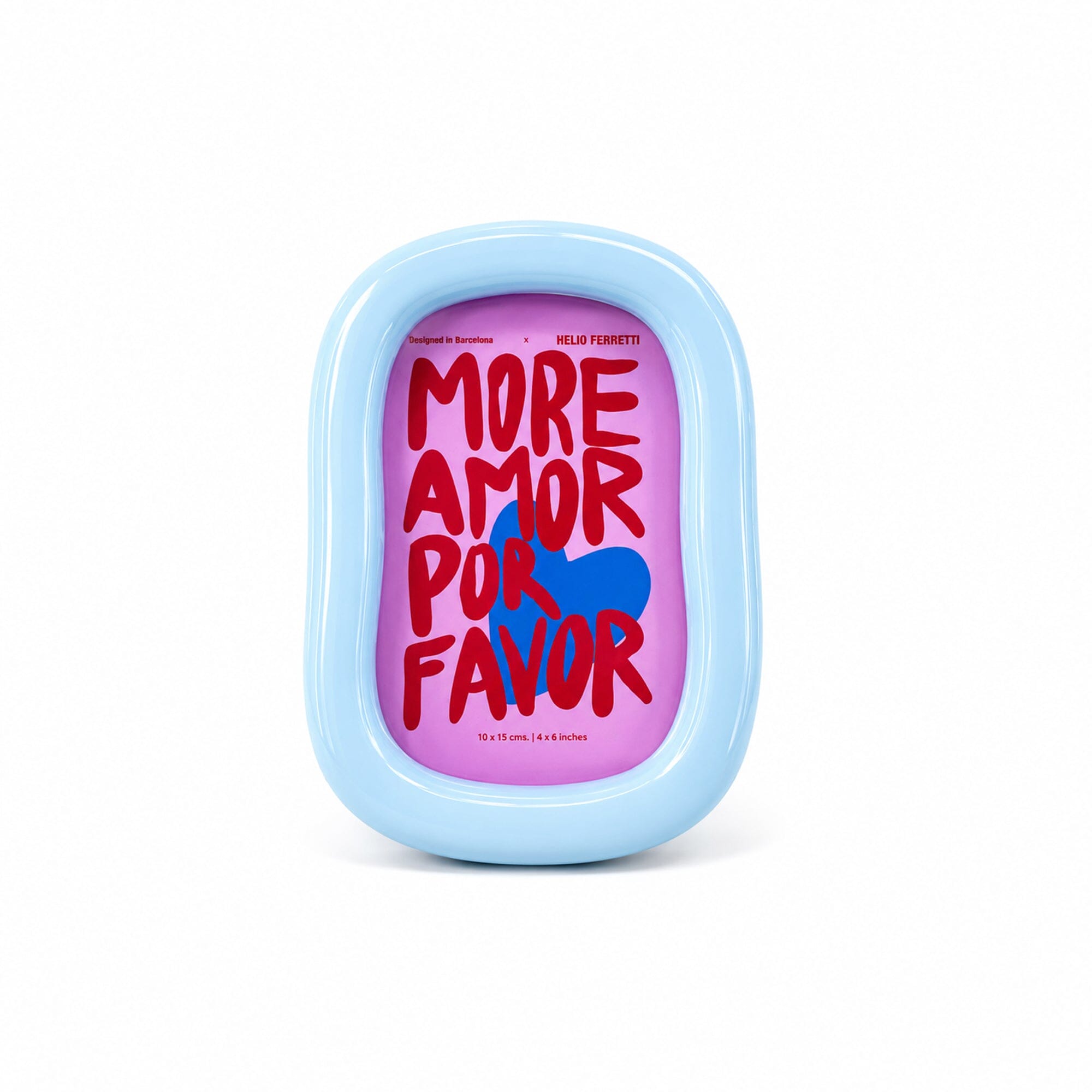 Bilderrahmen oval "More Amor" Bilderrahmen Helio Ferretti Hellblau 