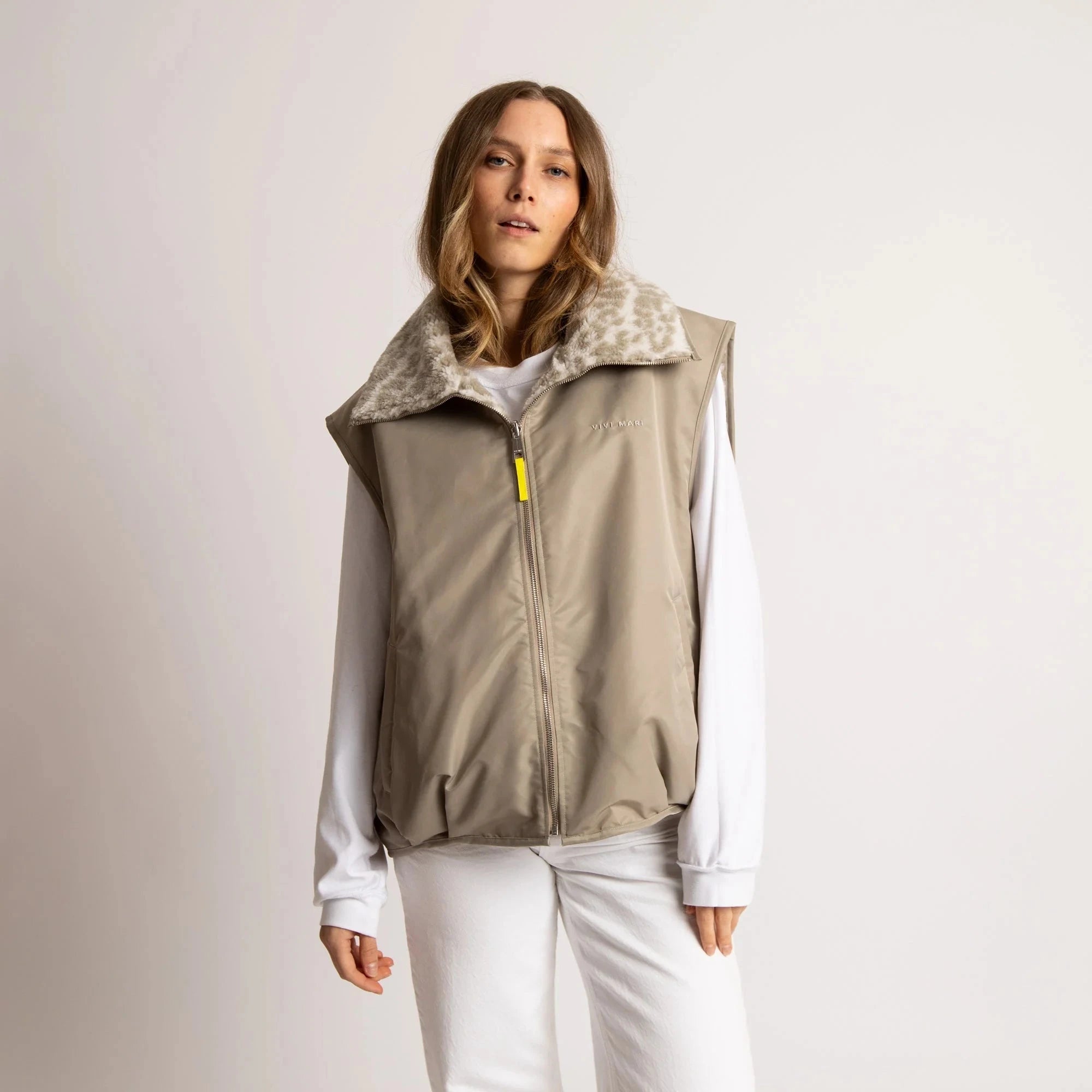 Bomber Wendeweste Weste Vivi Mari stone/leo sand-stone XS/S 