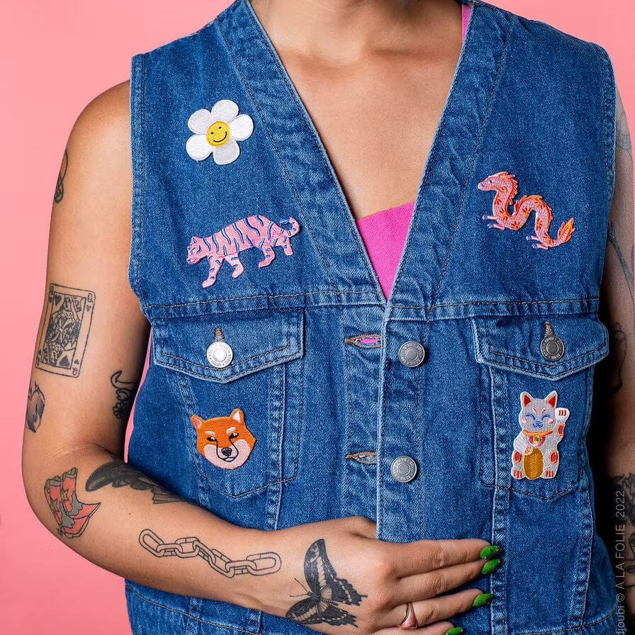 Bügelpatch "Pinker Tiger" Bügelflicken Malicieuse 
