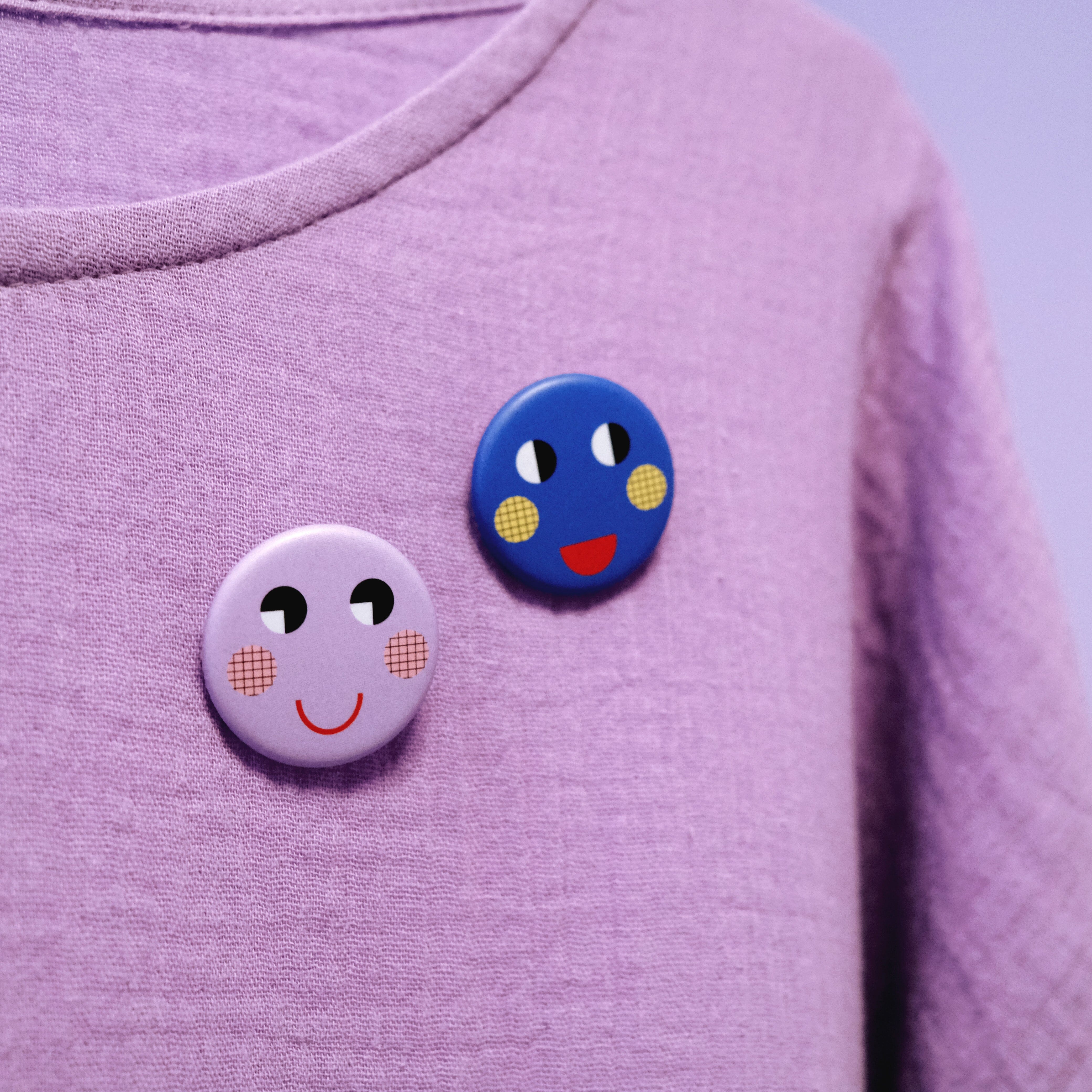 Button "Smiley Face Blau" Button Matsch mit Sahne 
