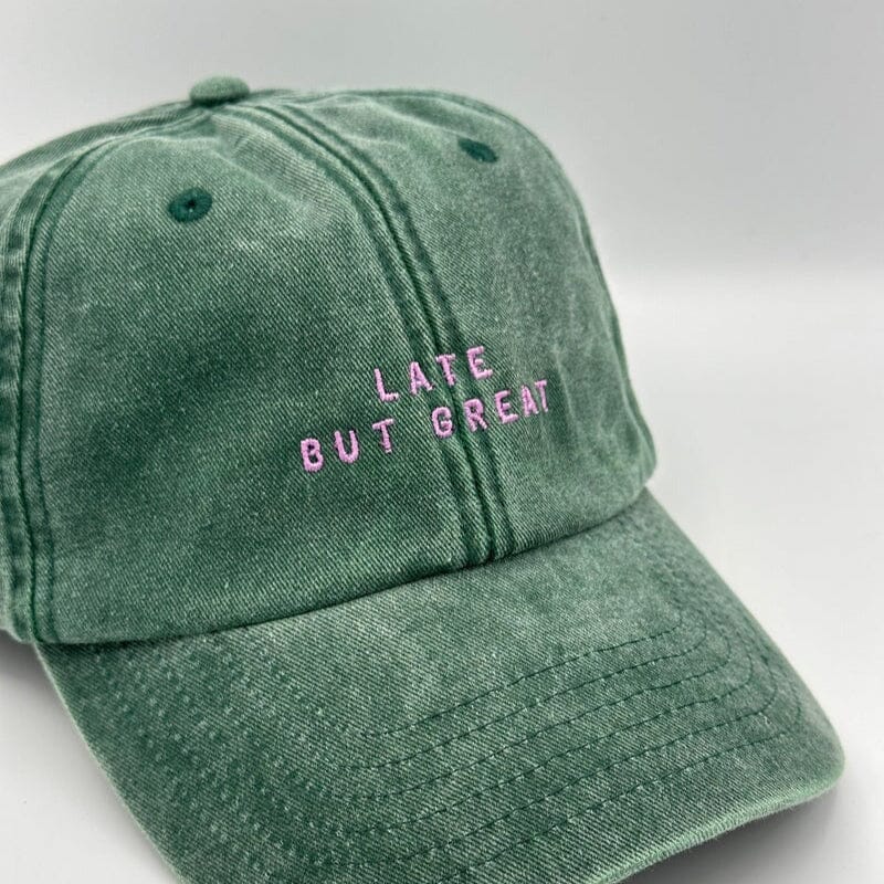 Cap "Late but great" Cap die busenfreundin Grün/Lila 