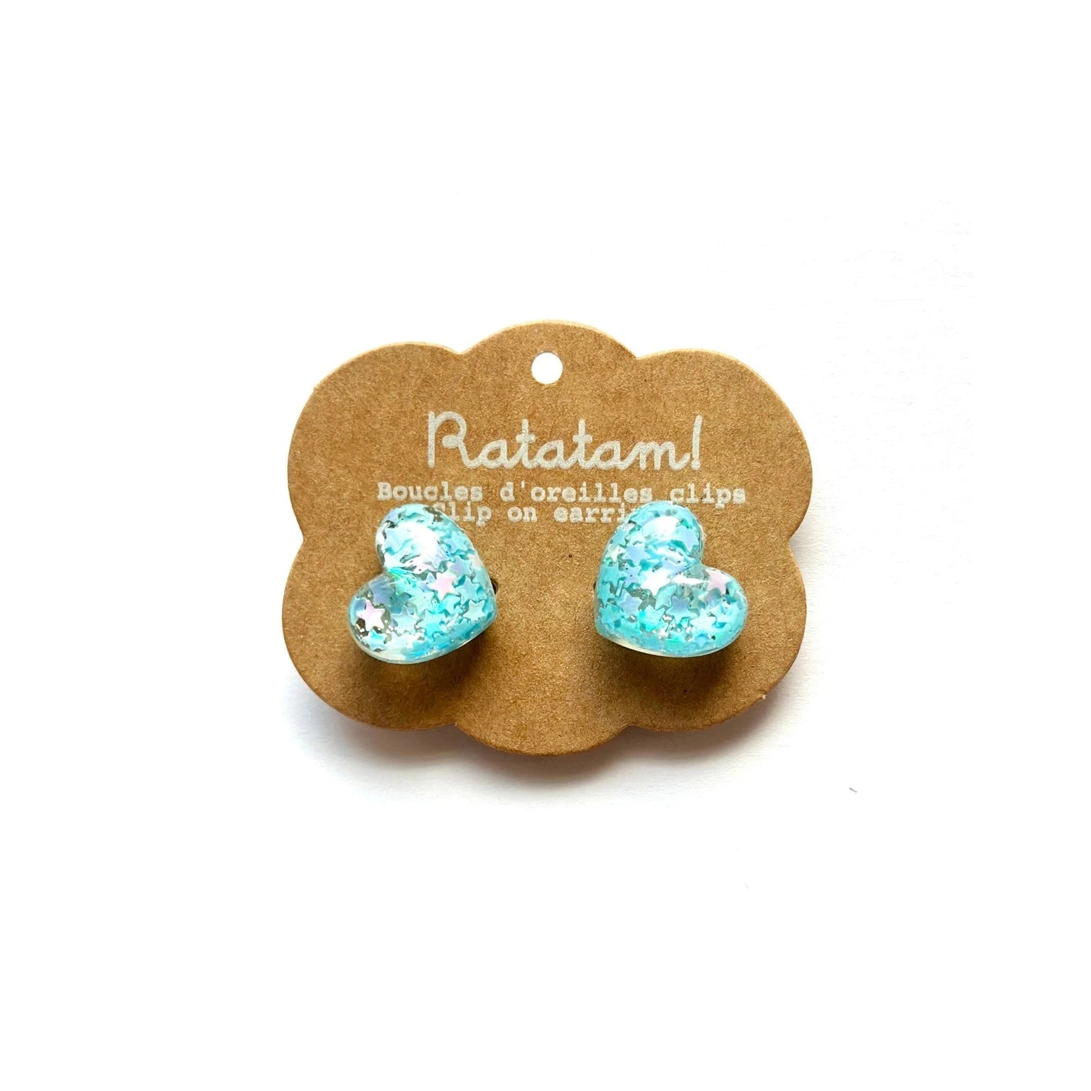 Clip-On Ohrringe "Herz Glitzer" Ohrringe Ratatam Blau 
