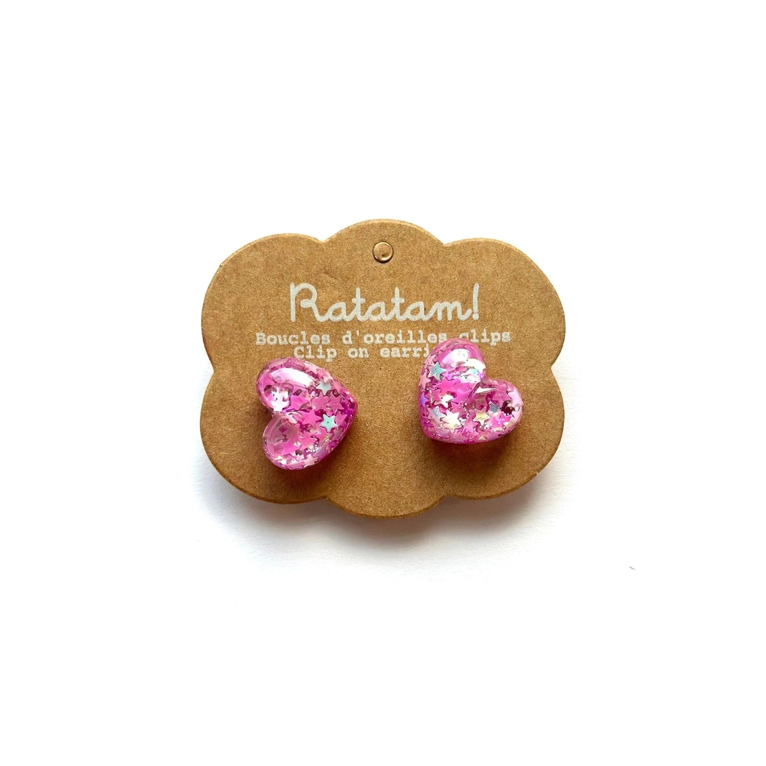 Clip-On Ohrringe "Herz Glitzer" Ohrringe Ratatam Fuchsia 
