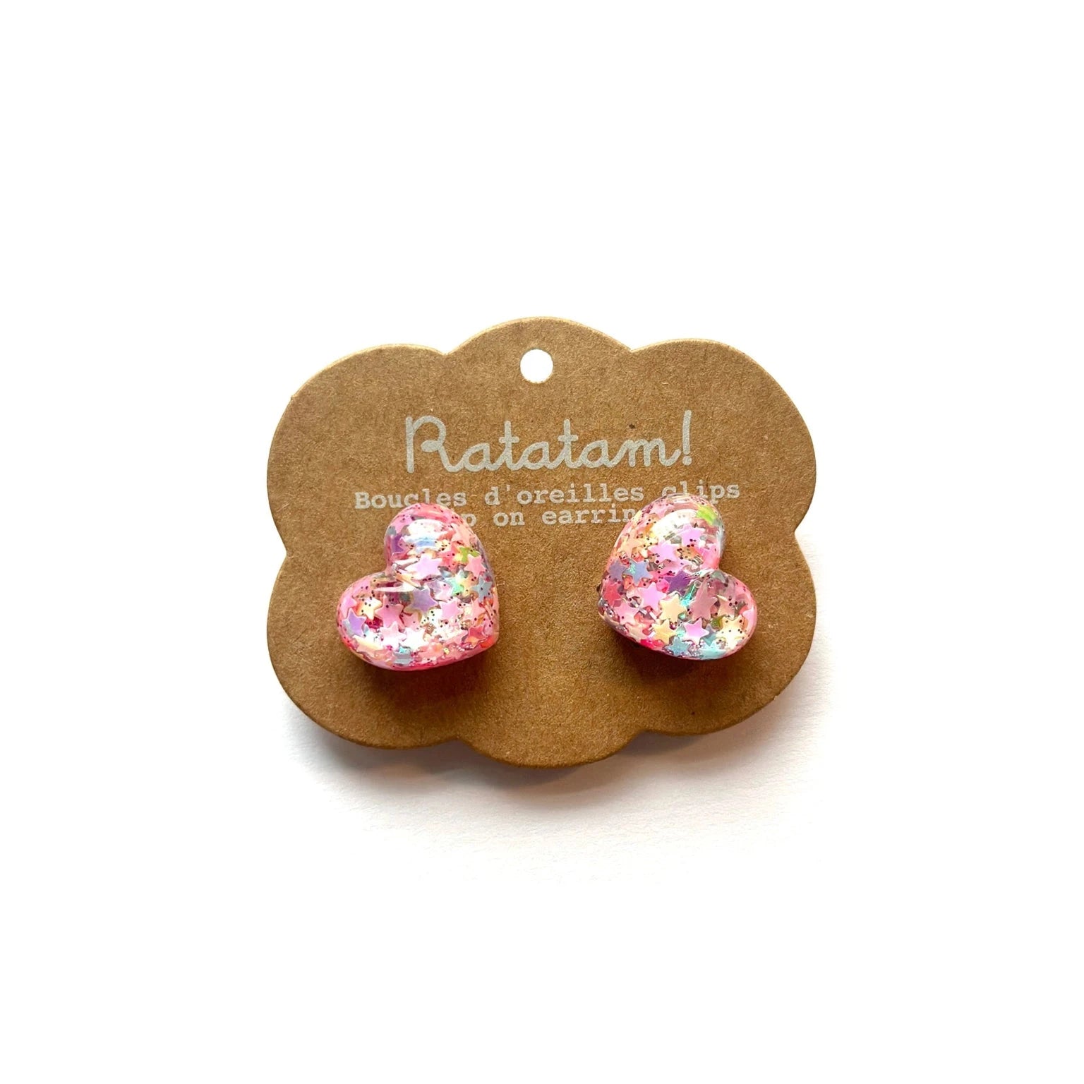 Clip-On Ohrringe "Herz Glitzer" Ohrringe Ratatam Rosa 