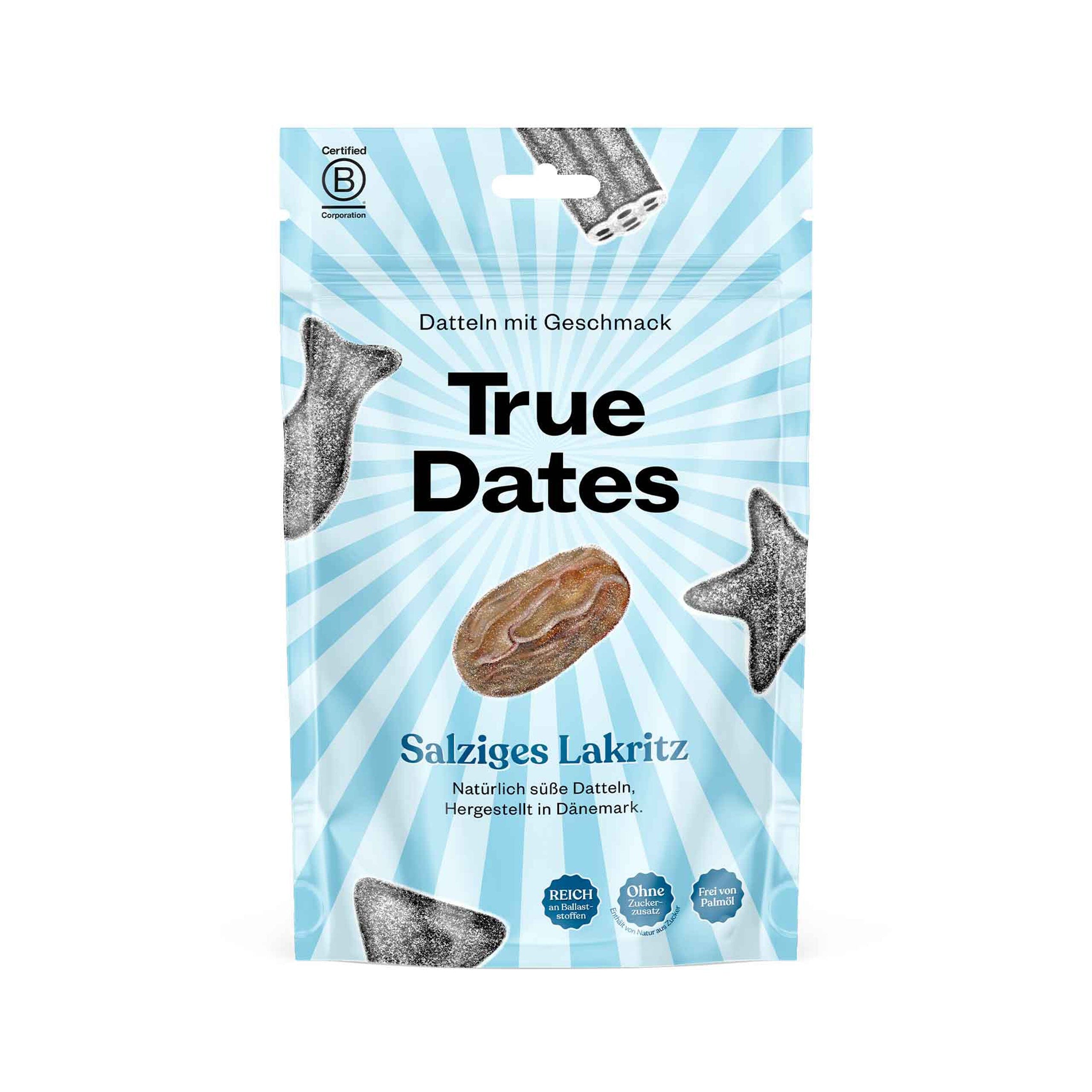 Datteln mit Geschmack "Salziges Lakritz" Süßigkeit True Dates 