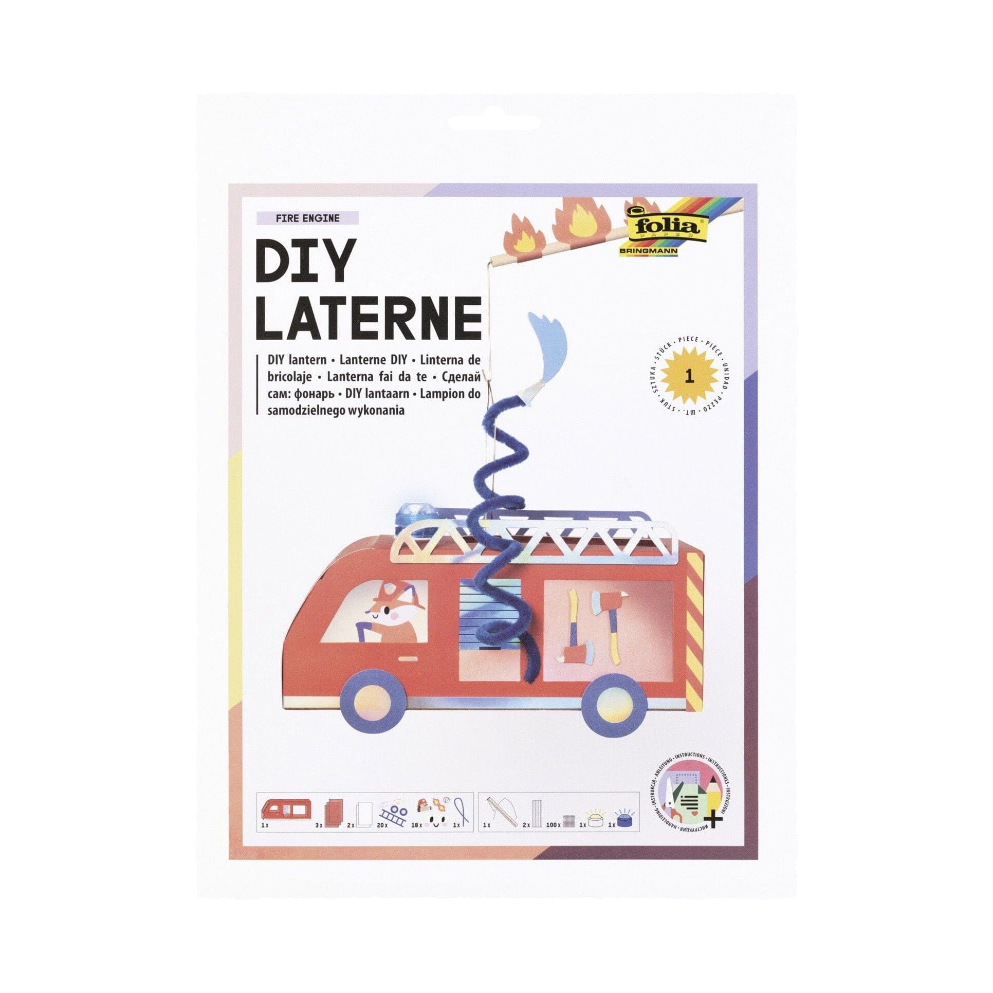 DIY Set Laterne "Feuerwehr" Laterne Folia 