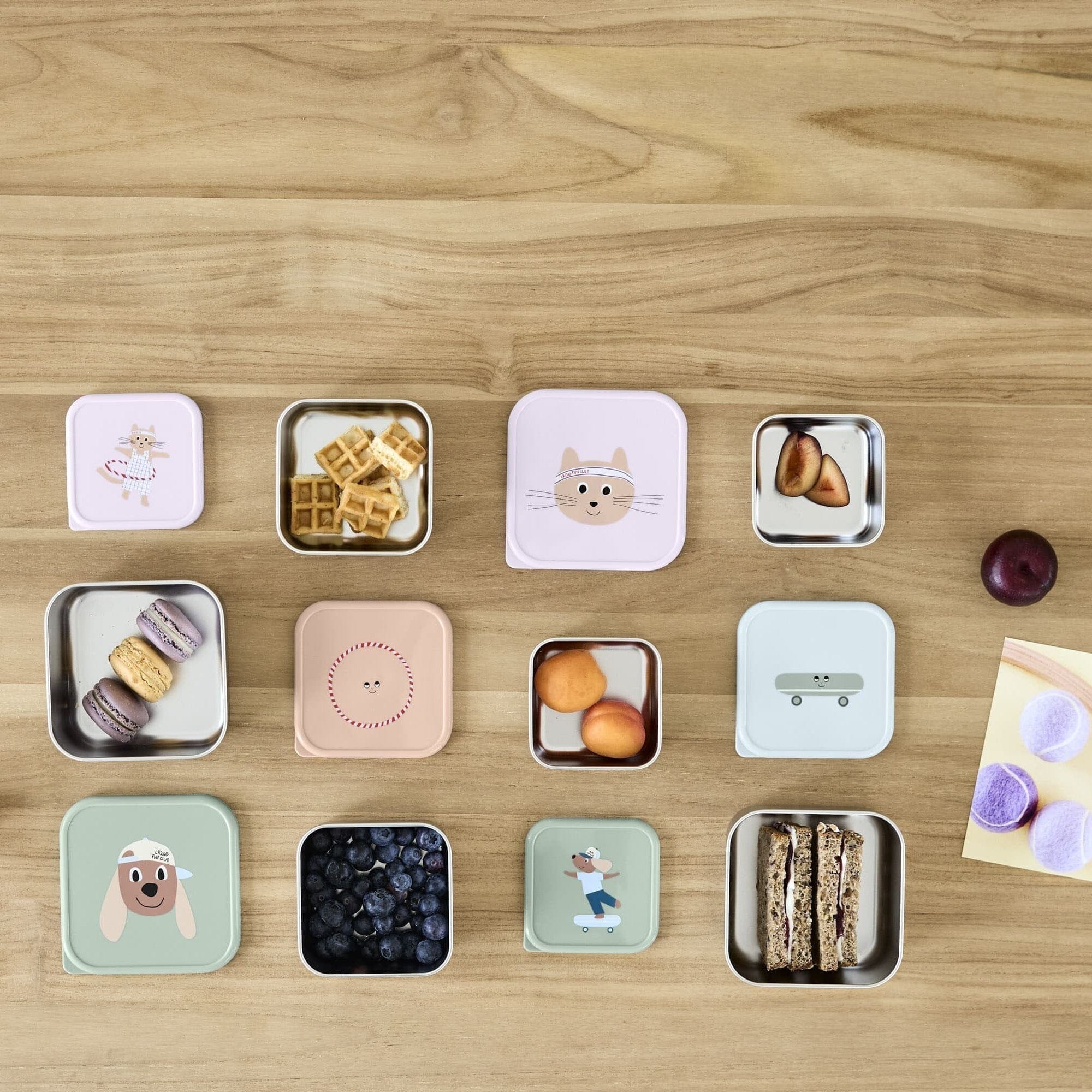 Edelstahl Snackbox 3er Set "Tiny Team" Brotdose Lässig 