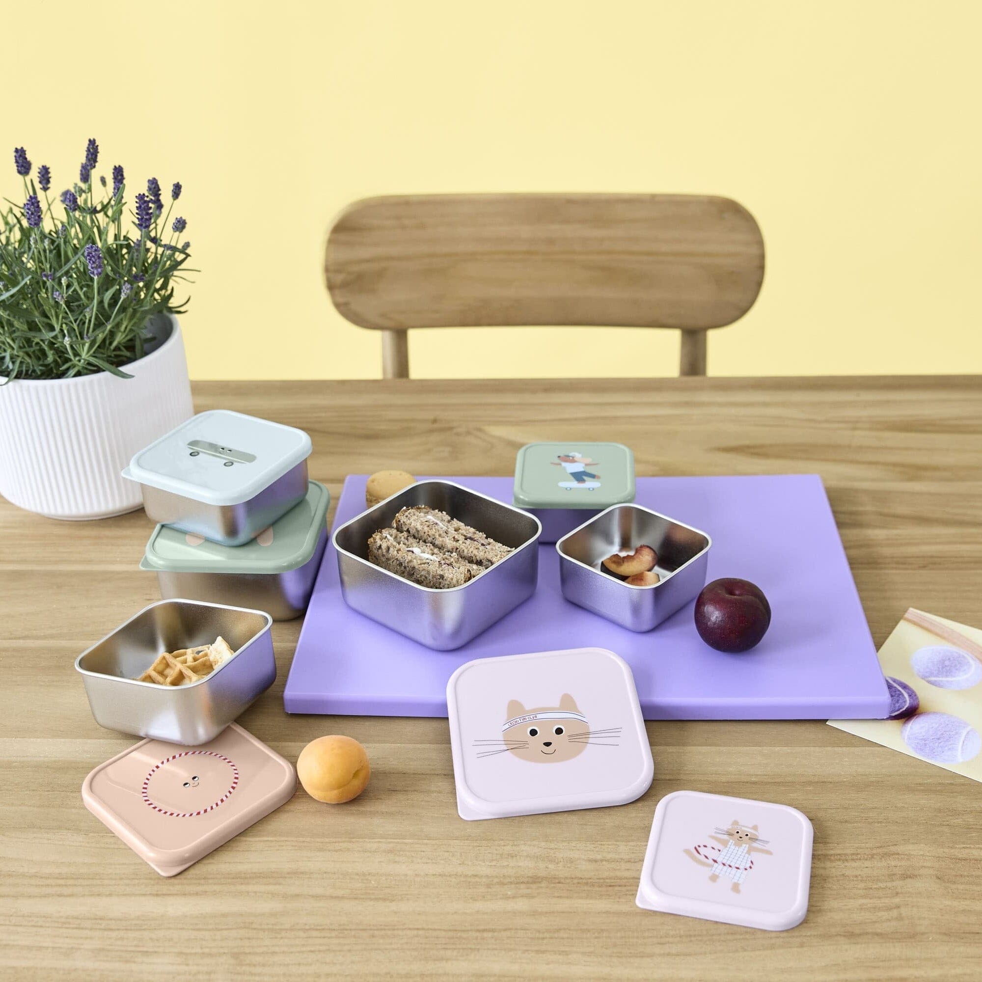 Edelstahl Snackbox 3er Set "Tiny Team" Brotdose Lässig 