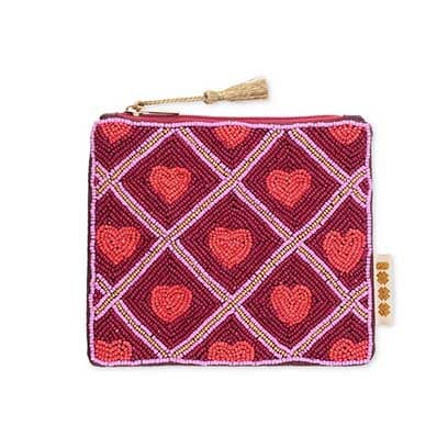Etui "Herzen" Geldbeutel Matsch mit Sahne 