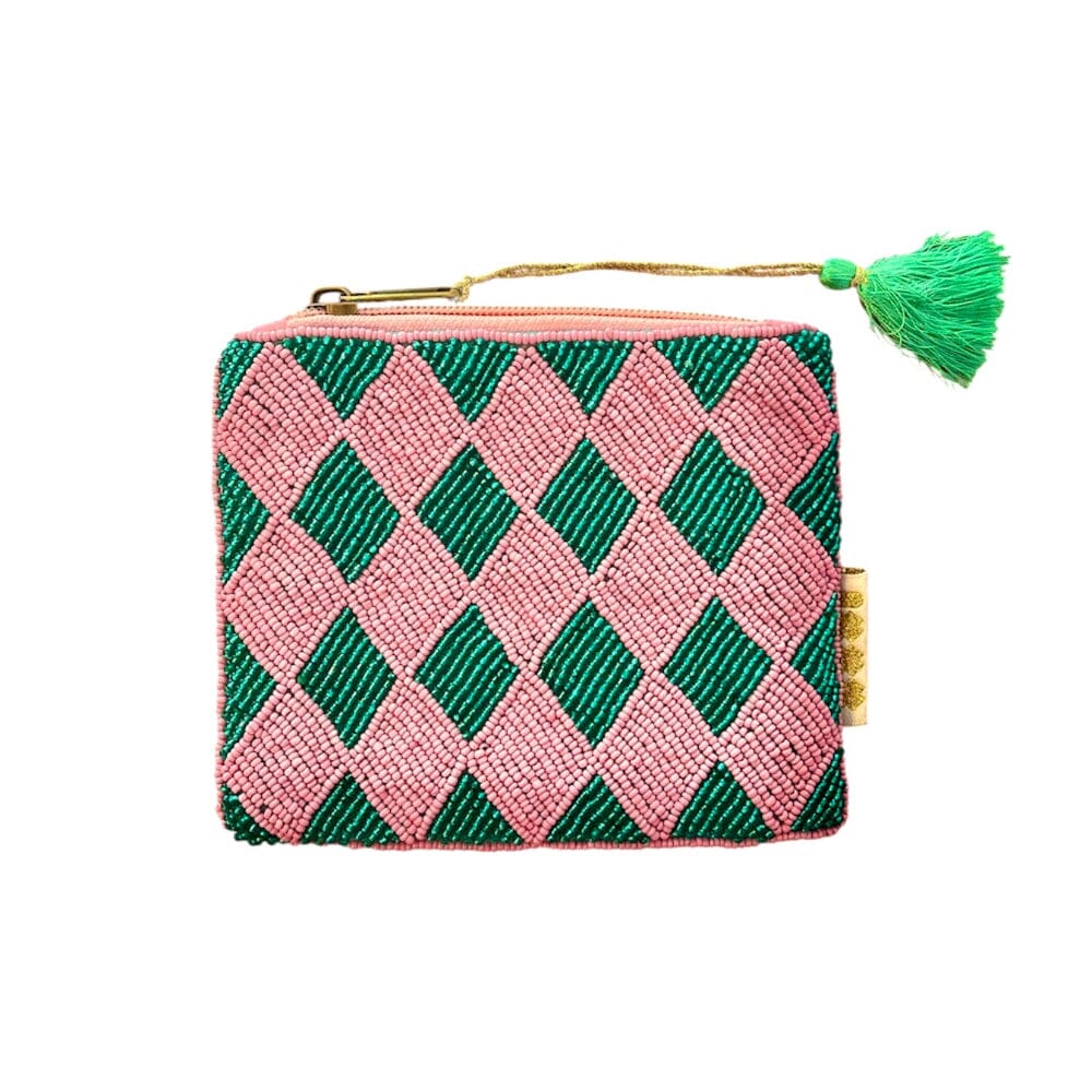 Etui "Karos Türkis/Rosa" Geldbeutel Matsch mit Sahne 