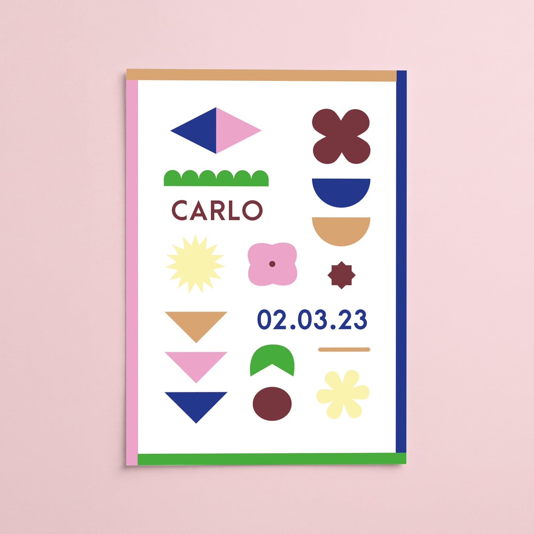 Geburtsposter "Konfetti" (personalisierbar) Geburtsposter Matsch mit Sahne Carlo A5 