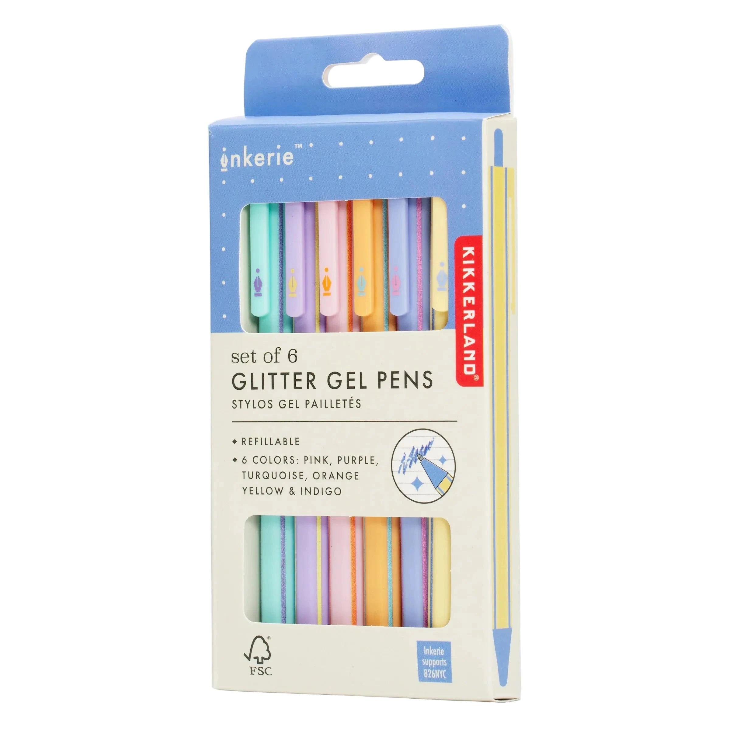 Gel Pens 6er Set "Glitter" Stifte KIKKERLAND 