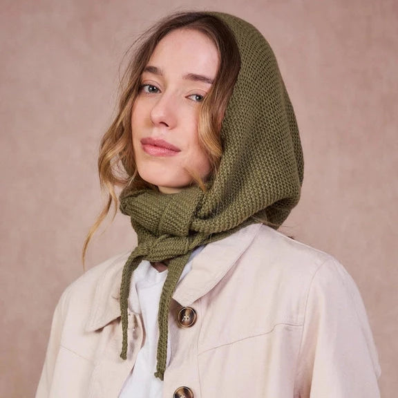 Gestrickter Kapuzenschal „Hood" Schal Calie Paris Khaki 
