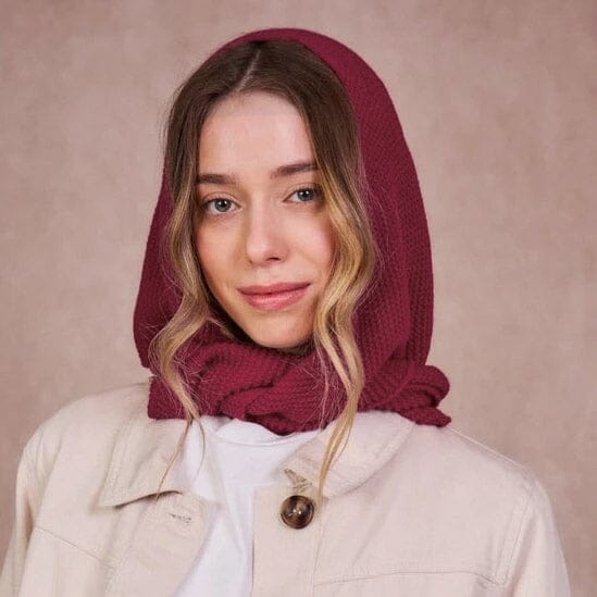 Gestrickter Kapuzenschal „Hood" Schal Calie Paris Weinrot 